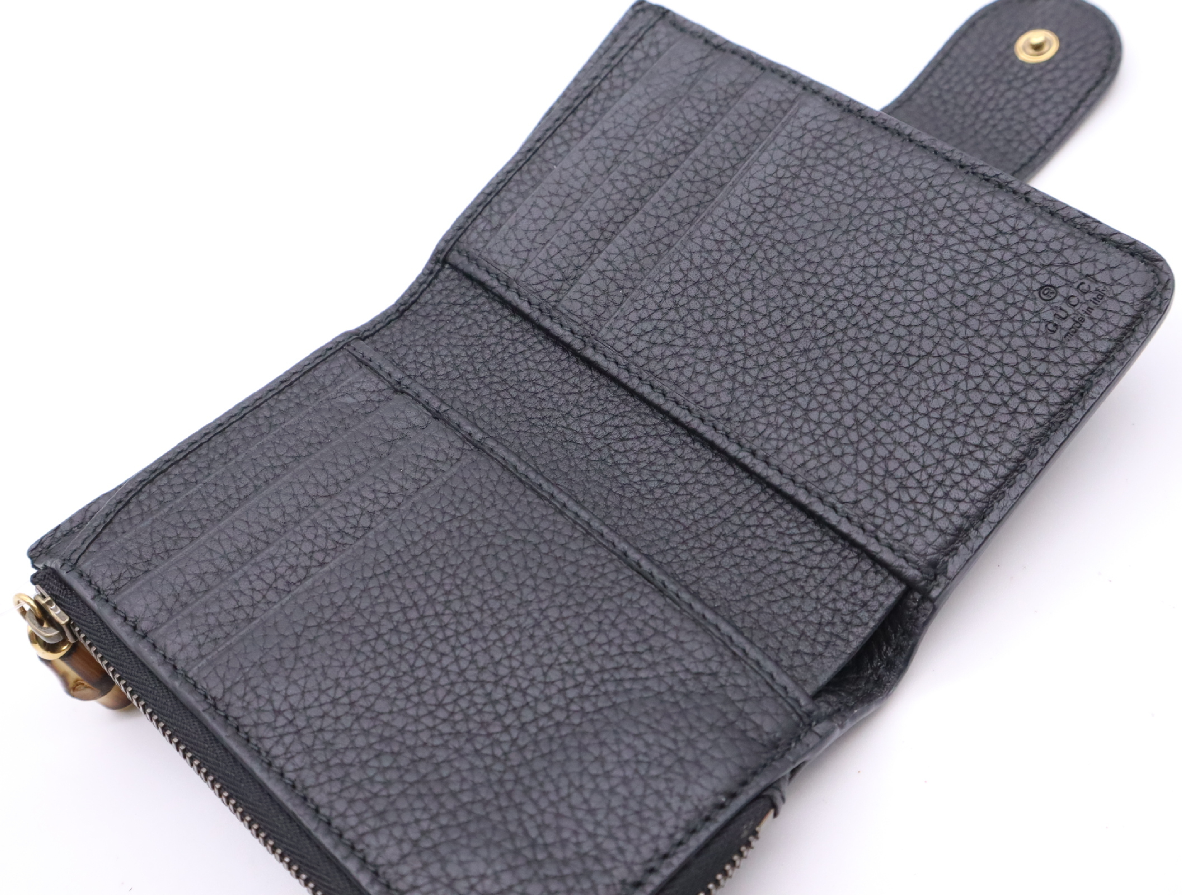 739498 Leather Double G Bamboo Medium Wallet Black — view 10