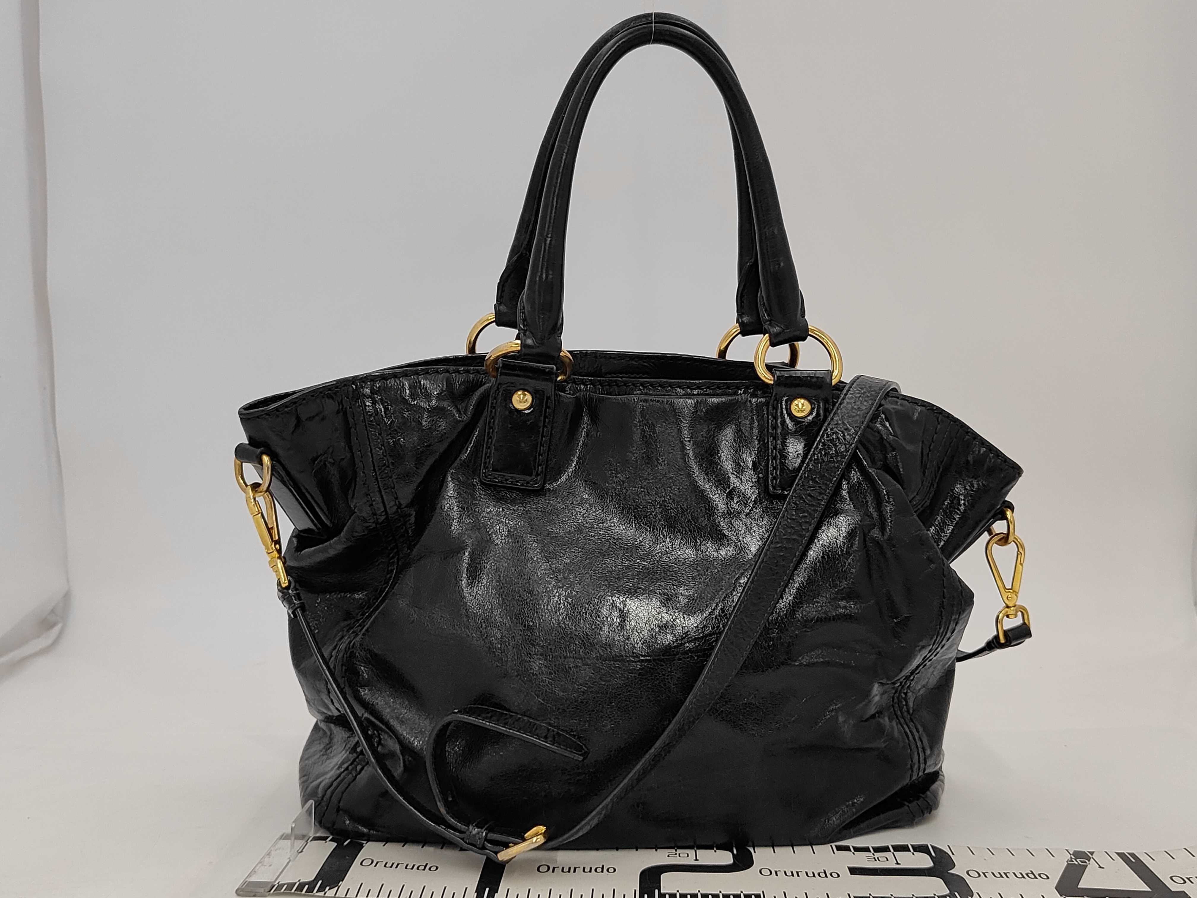 Vitello Shine Tote Shoulder Bag Black BN2151 Handbag — view 2