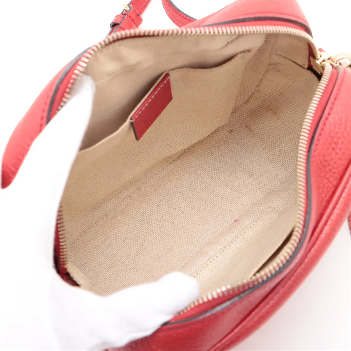 Soho Leather Chain Shoulder Bag Red 308364 — view 6