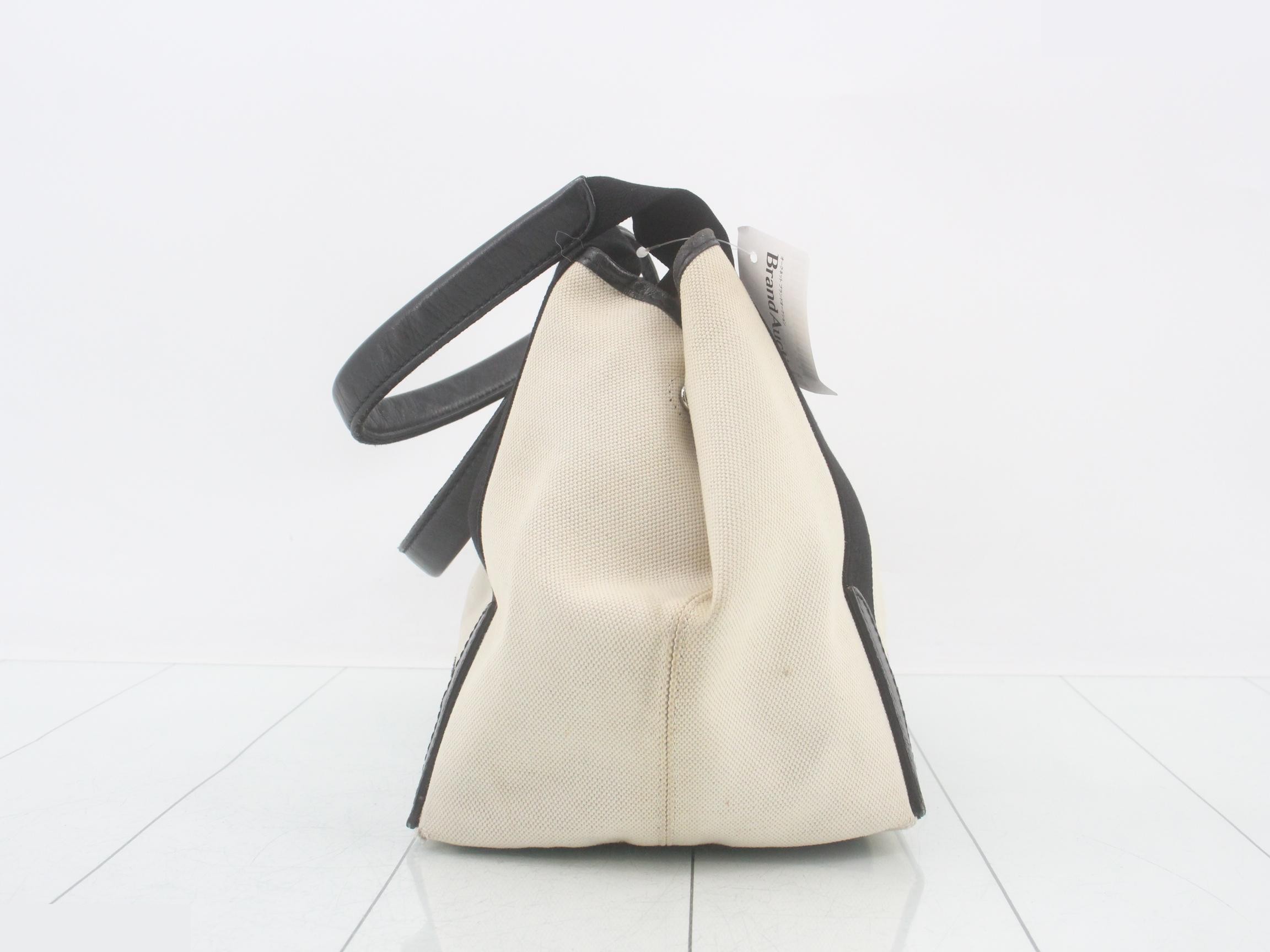 Navy Cabas, Ivory, Black Canvas — view 4