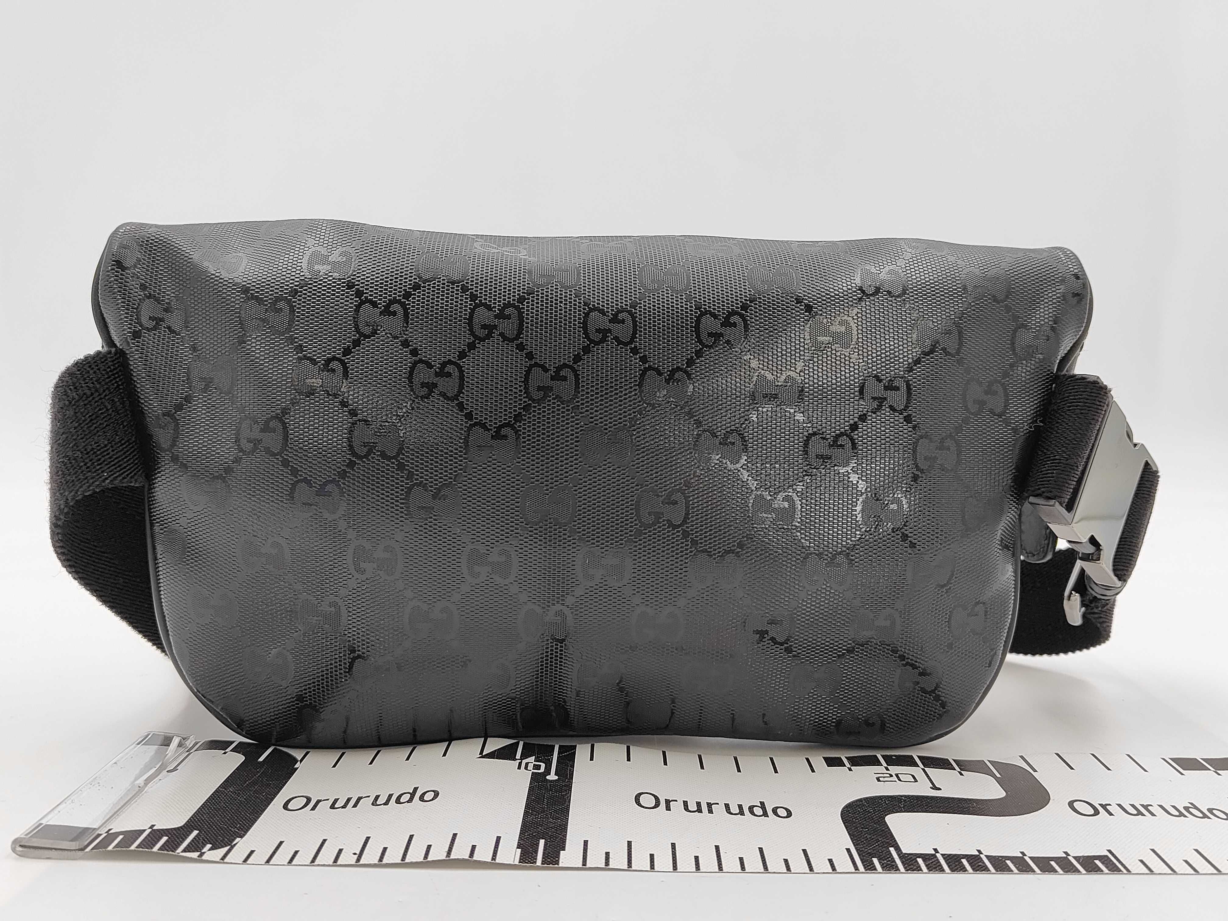 GG Imprime Body Bag, Black PVC x Leather, 233269 (Waist Bag) — view 2