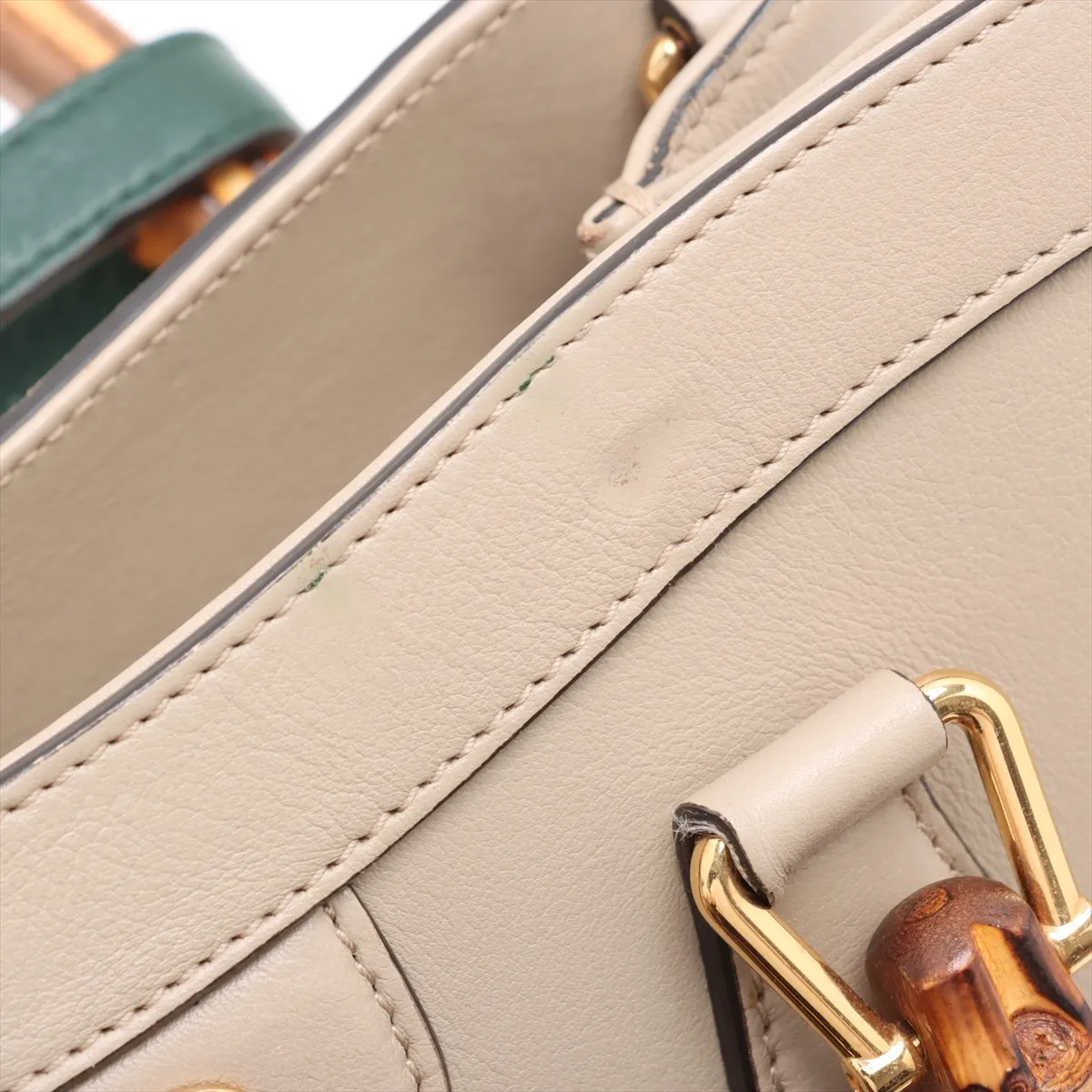 Bamboo Diana Leather 2WAY Handbag Beige 660195 — view 11