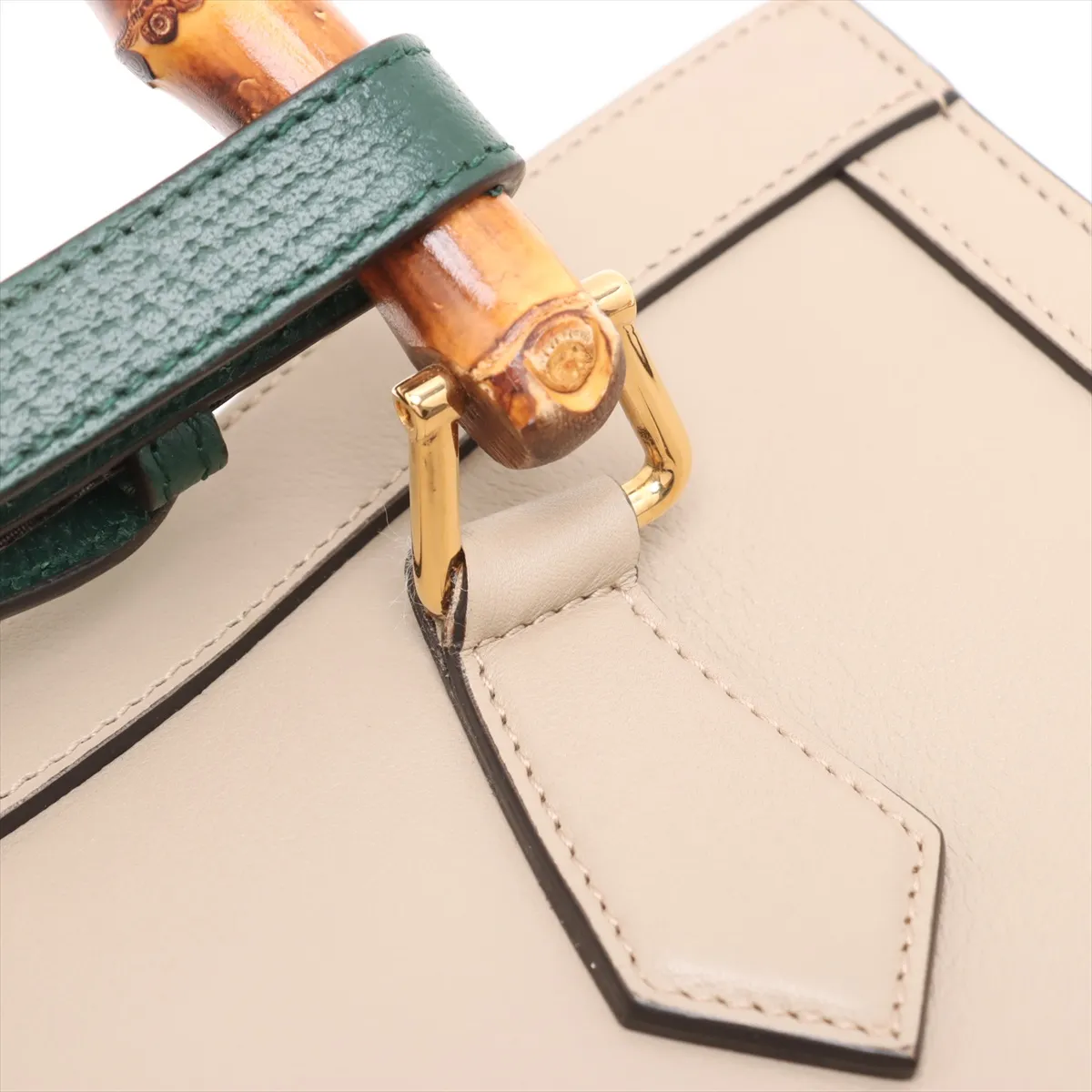 Bamboo Diana Leather 2WAY Handbag Beige 660195 — view 12