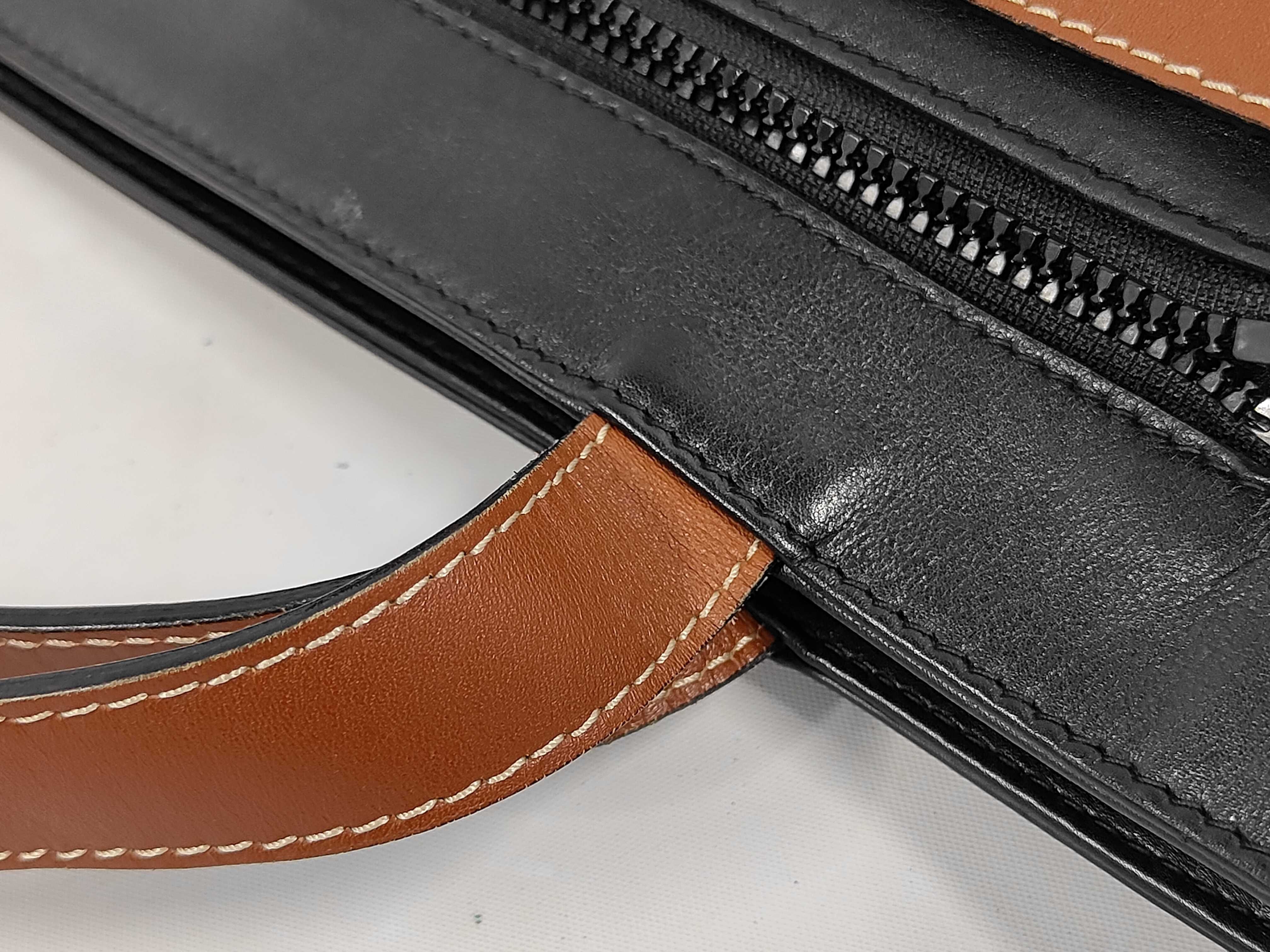 Leather Tote Bag, Black, Brown Tote Bag — view 6