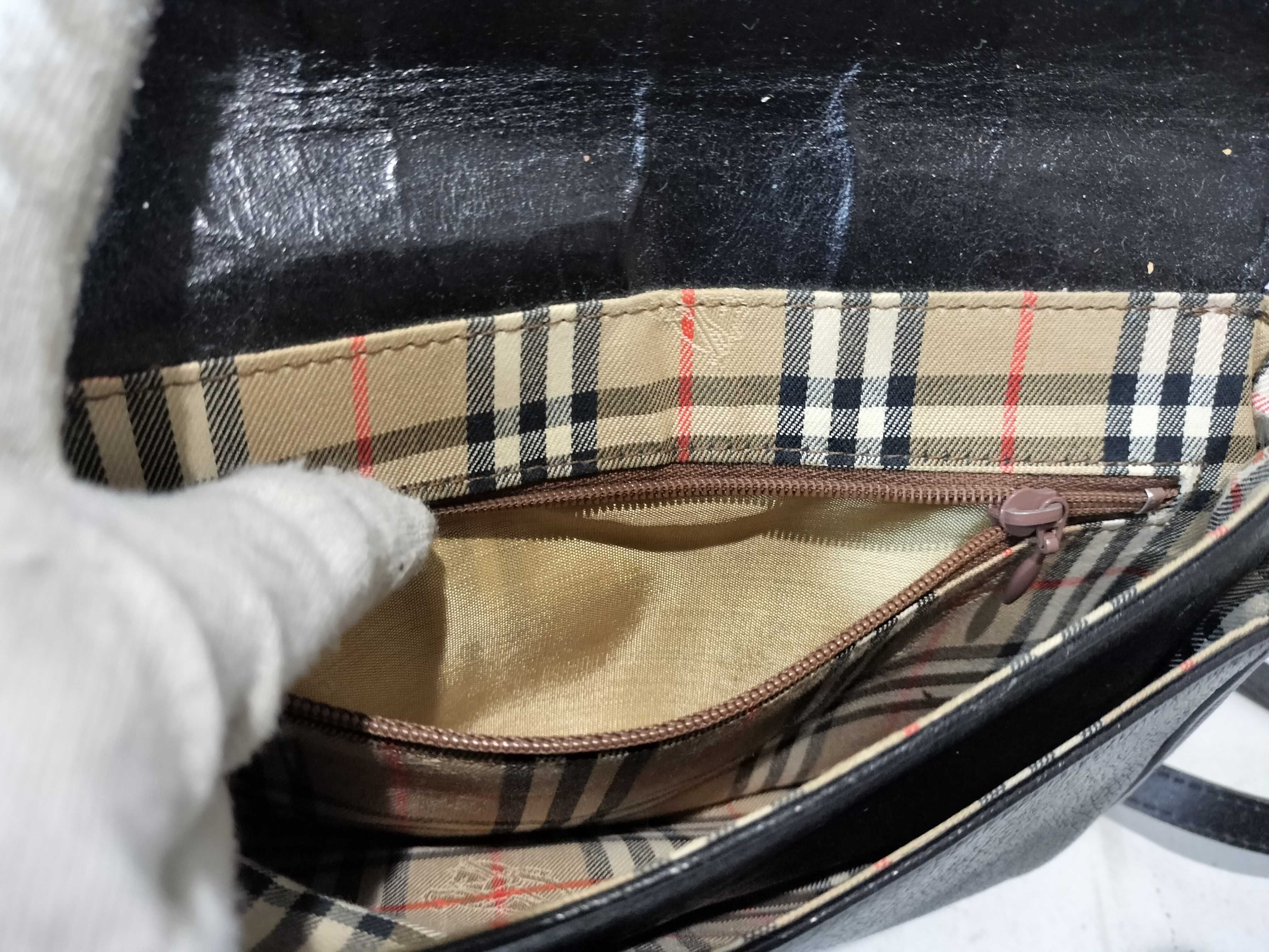 Burberrys Leather Shoulder Bag with Nova Check Interior — view 11