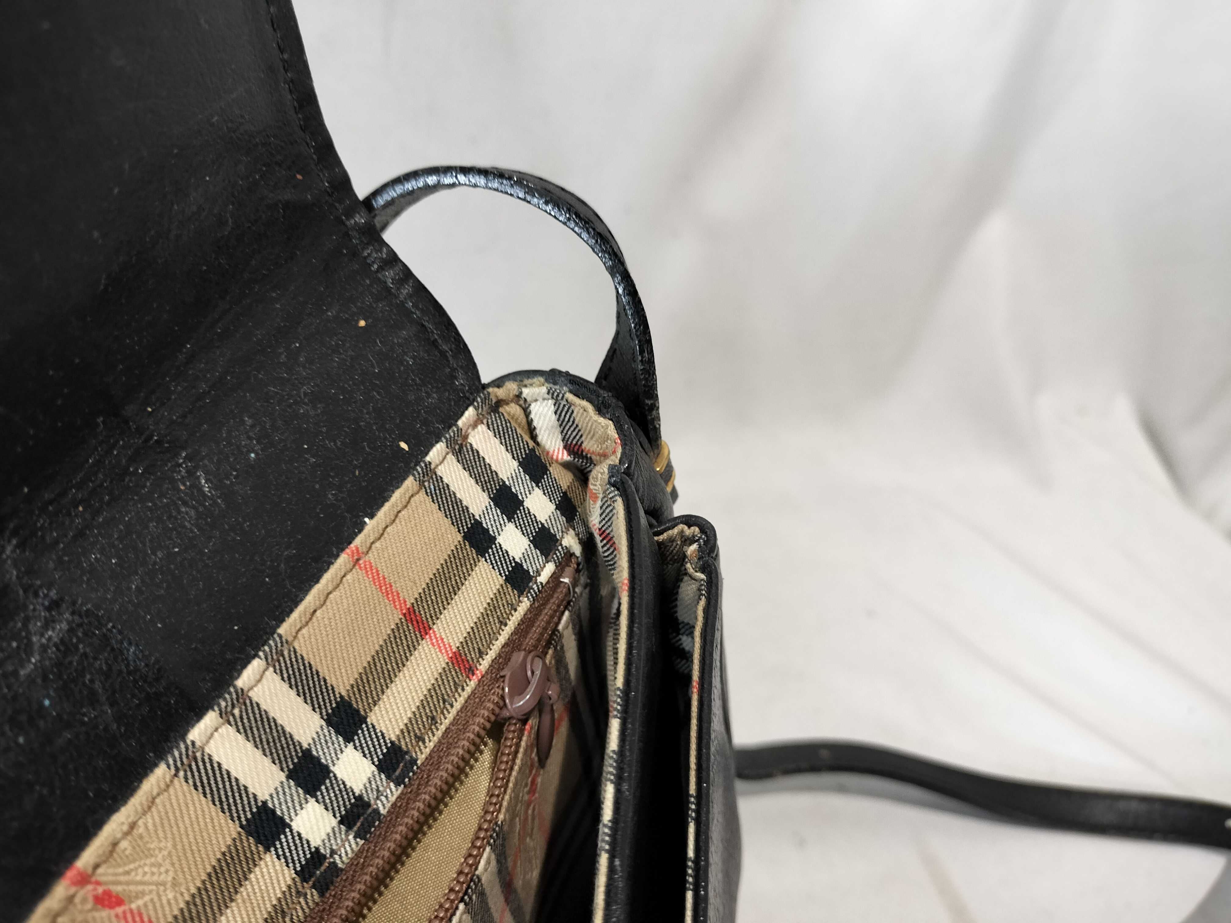 Burberrys Leather Shoulder Bag with Nova Check Interior — view 12