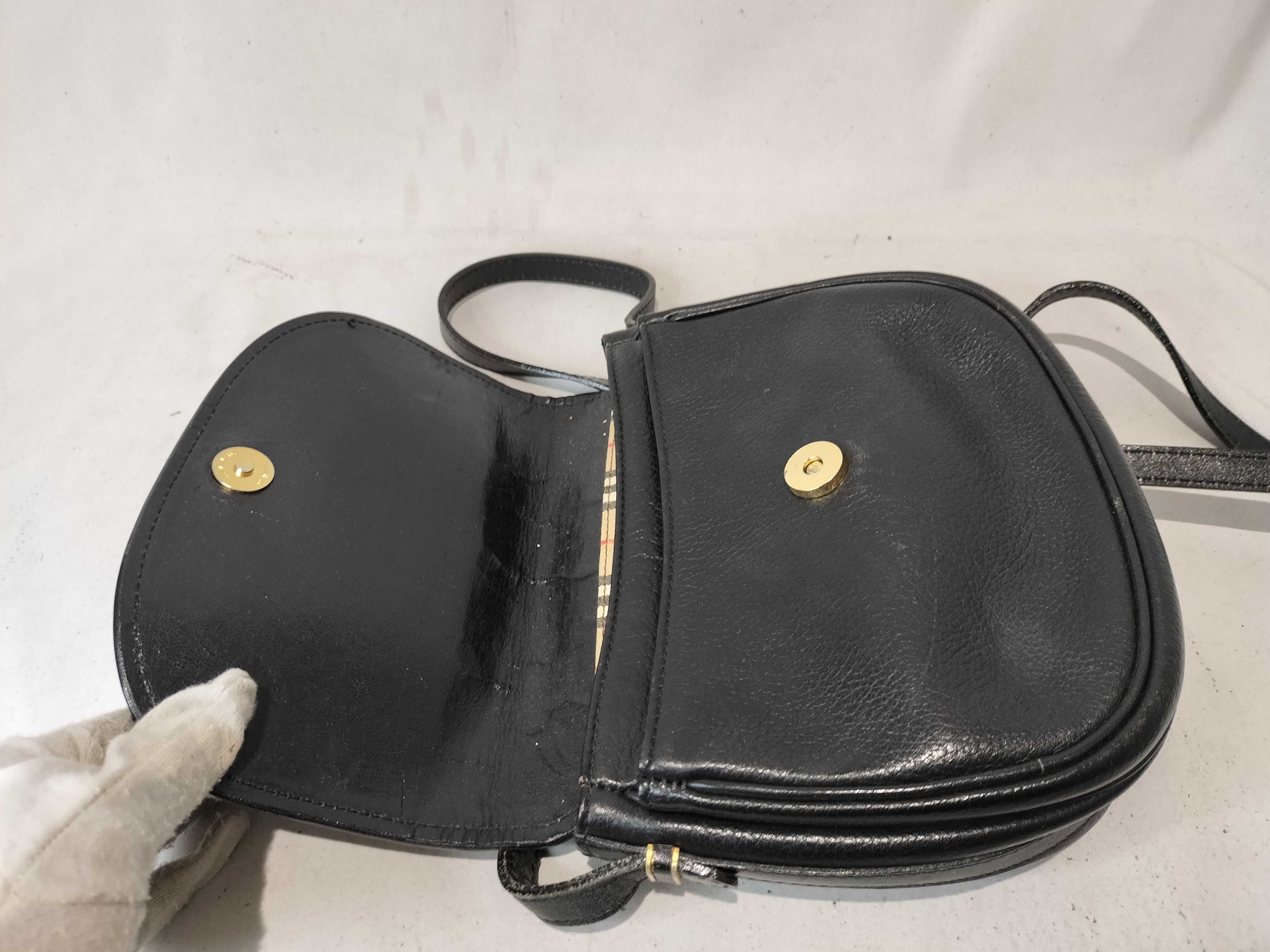 Burberrys Leather Shoulder Bag with Nova Check Interior — view 9