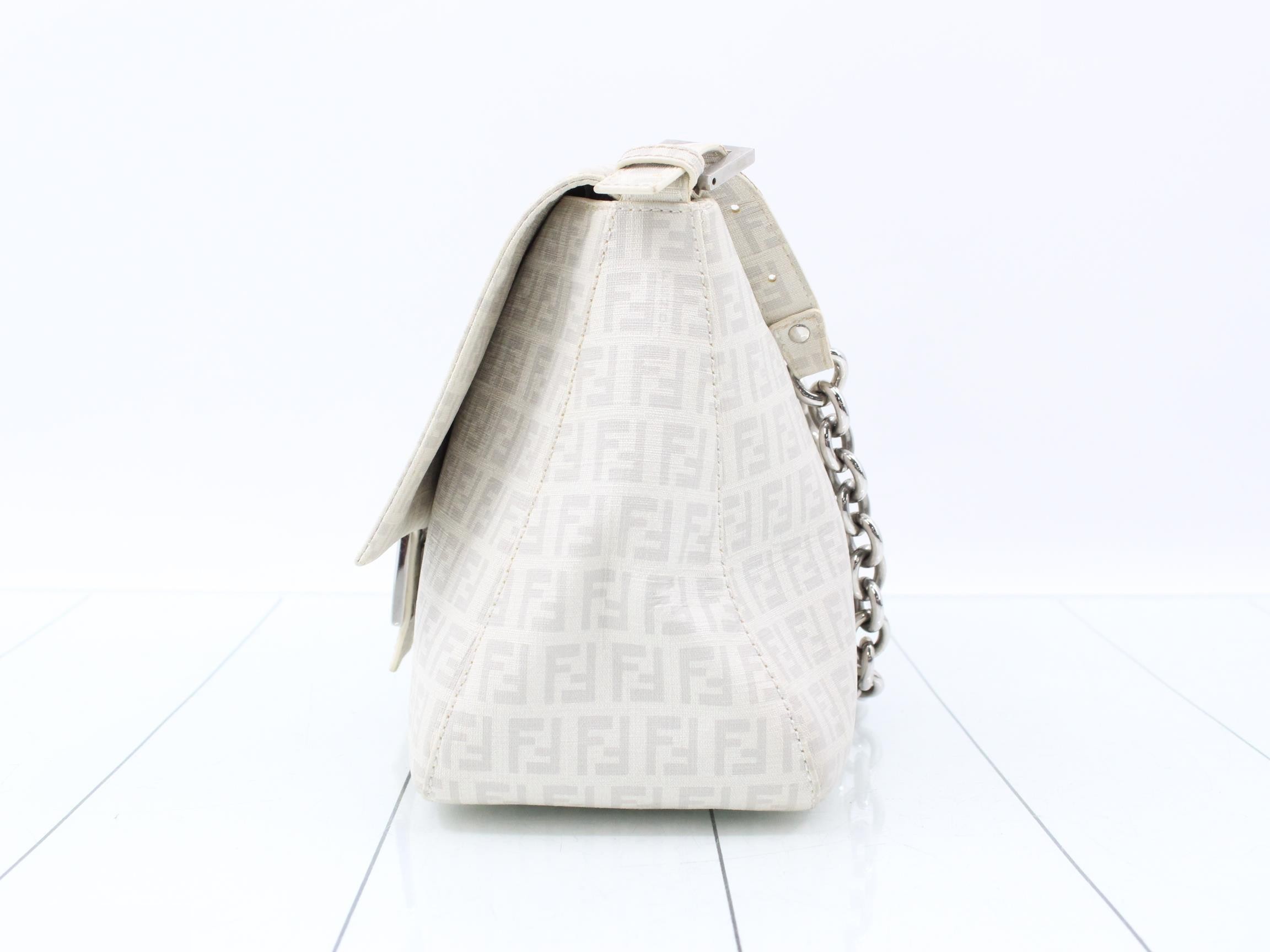 Mamma Bucket Chain Shoulder Bag, Beige, PVC — view 3