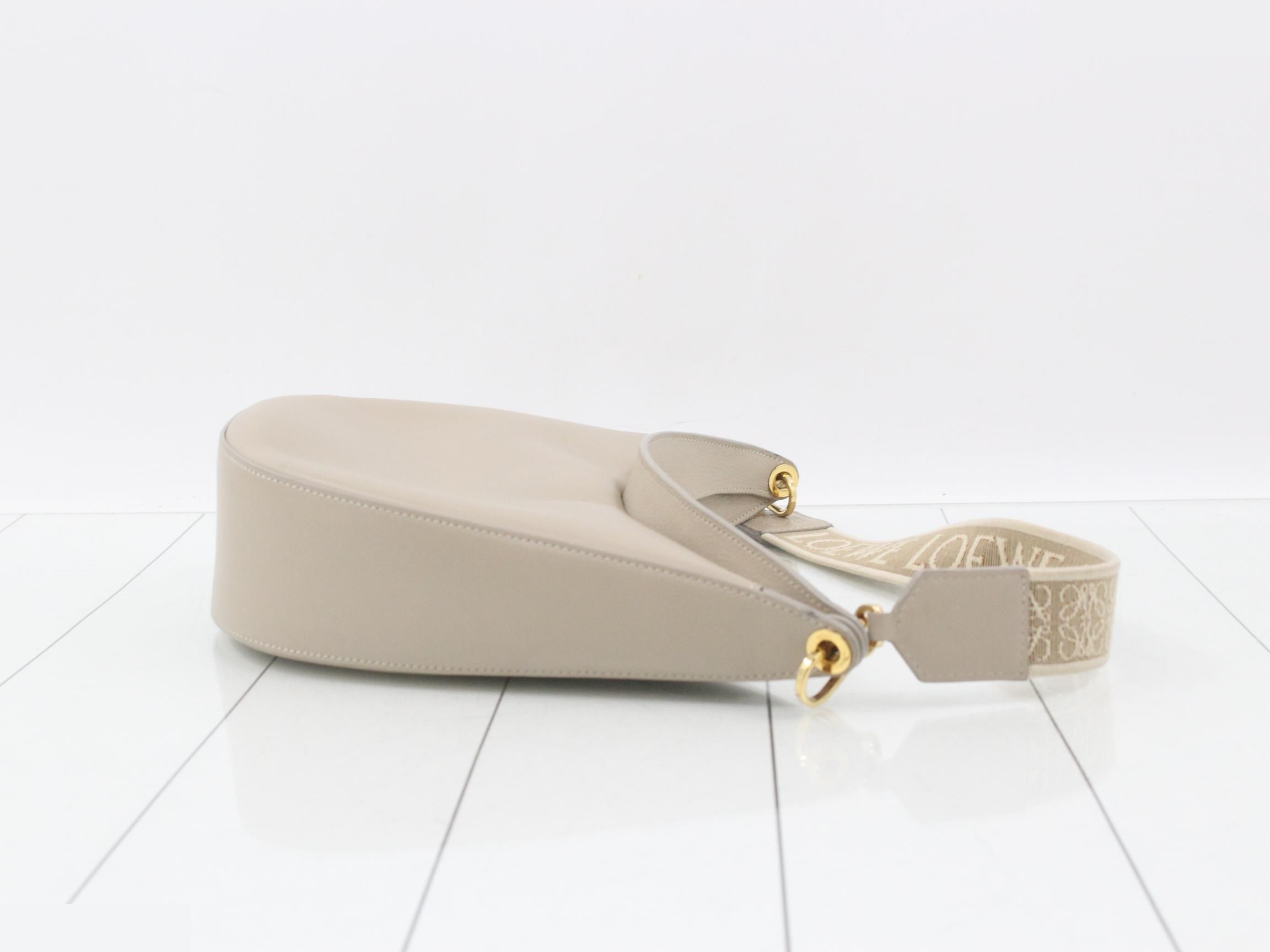 Leather Luna Shoulder Bag, Beige, with Dust Bag — view 3