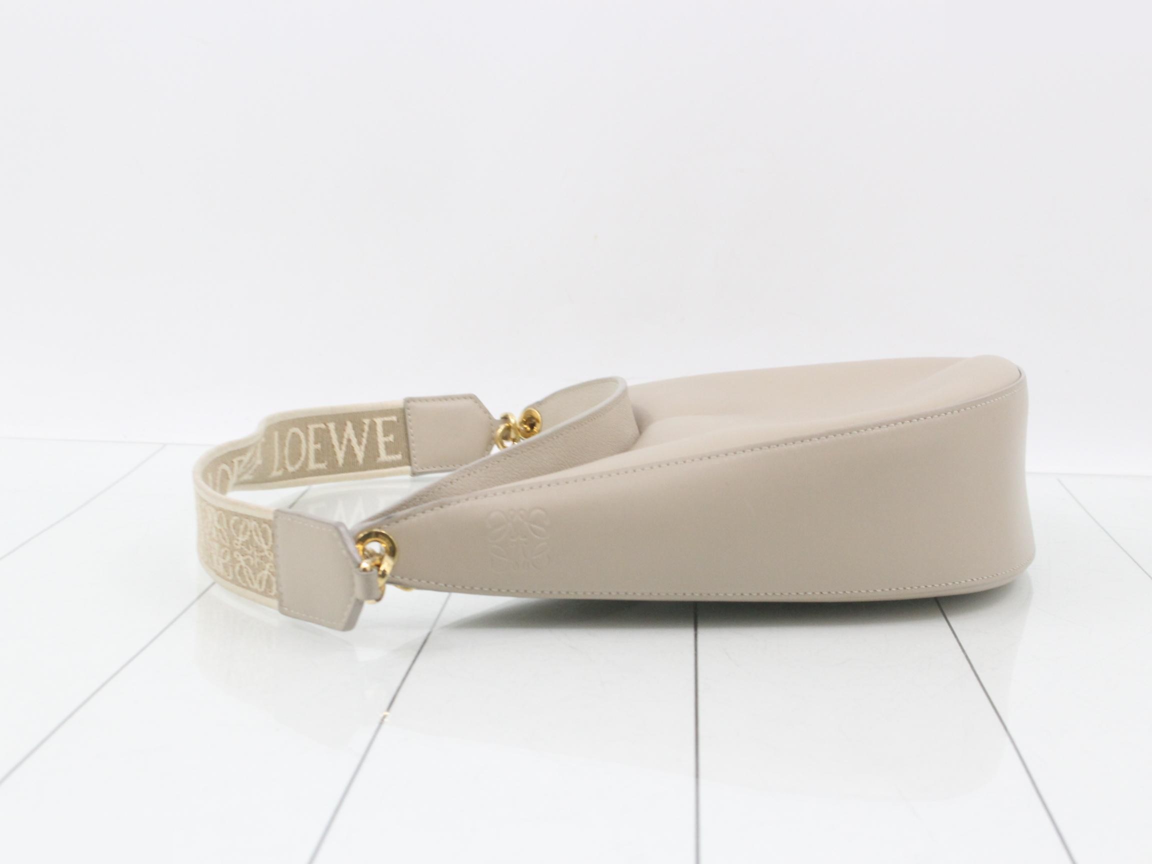 Leather Luna Shoulder Bag, Beige, with Dust Bag — view 4
