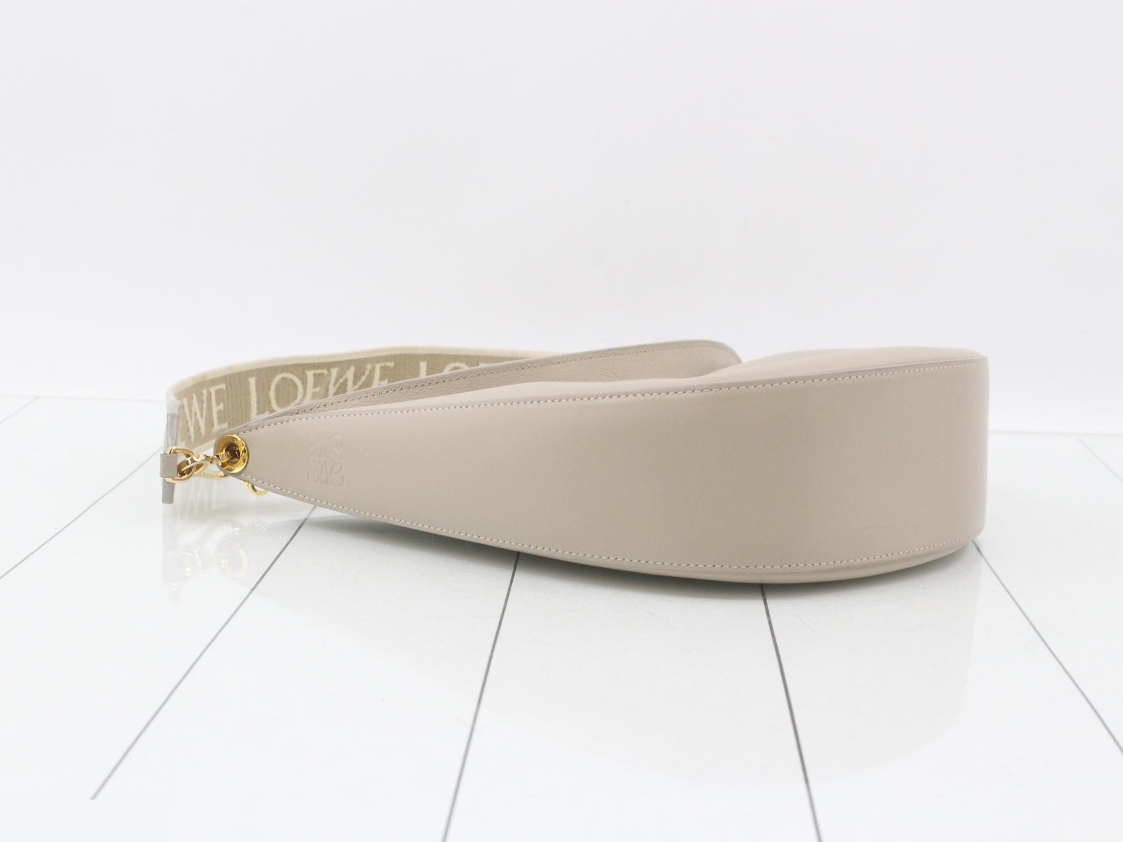 Leather Luna Shoulder Bag, Beige, with Dust Bag — view 5