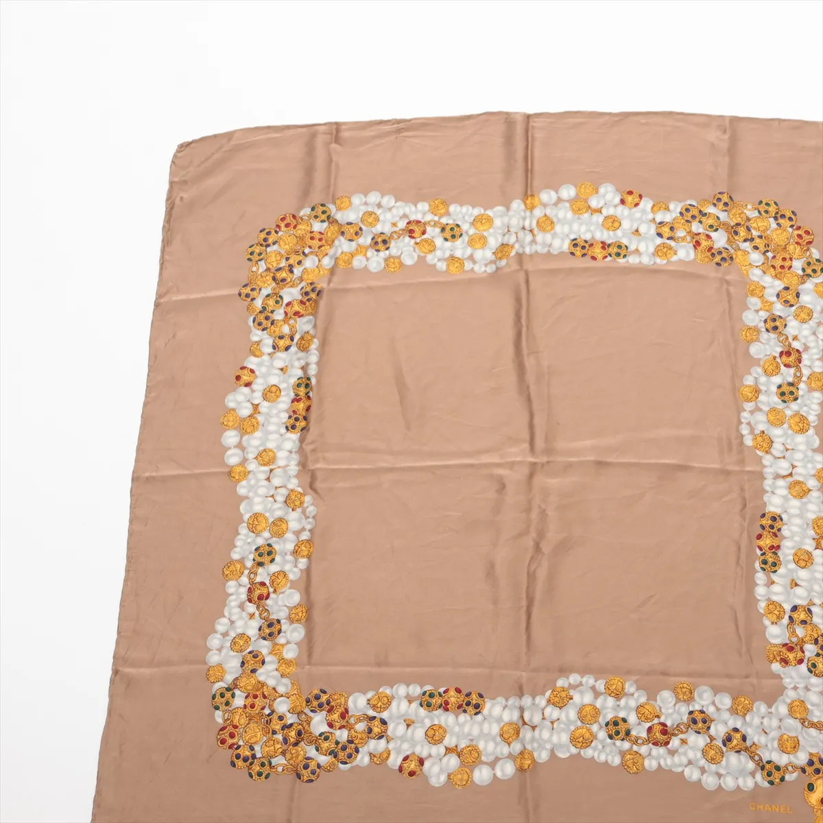 Gripoix scarf, material unknown, greige color, — view 2