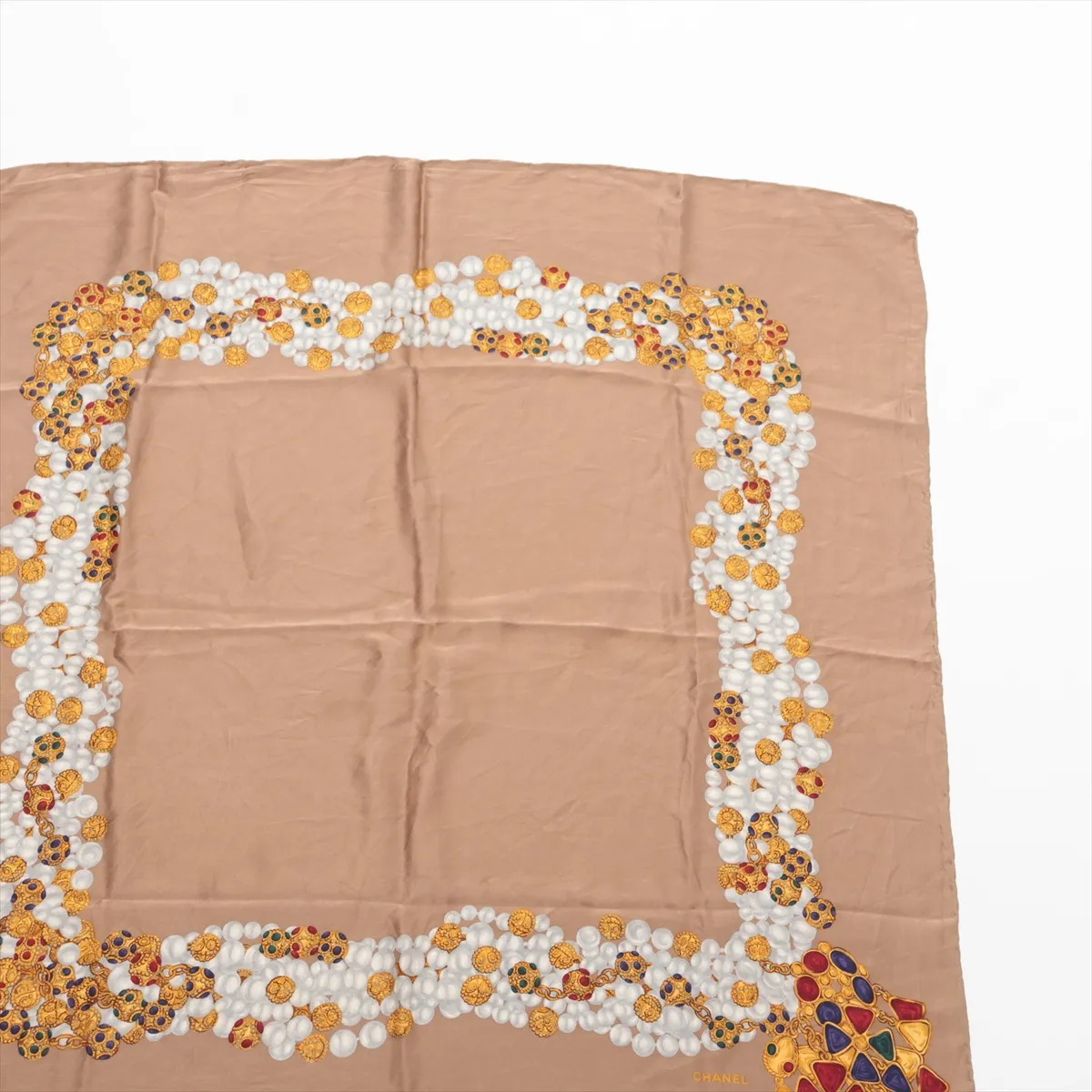 Gripoix scarf, material unknown, greige color, — view 3