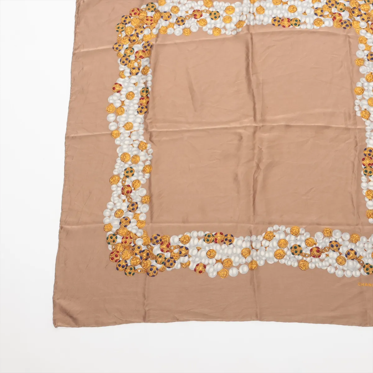 Gripoix scarf, material unknown, greige color, — view 5