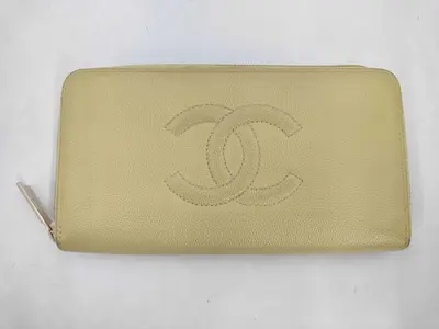 Coco Mark Caviar Skin Yellow Wallet