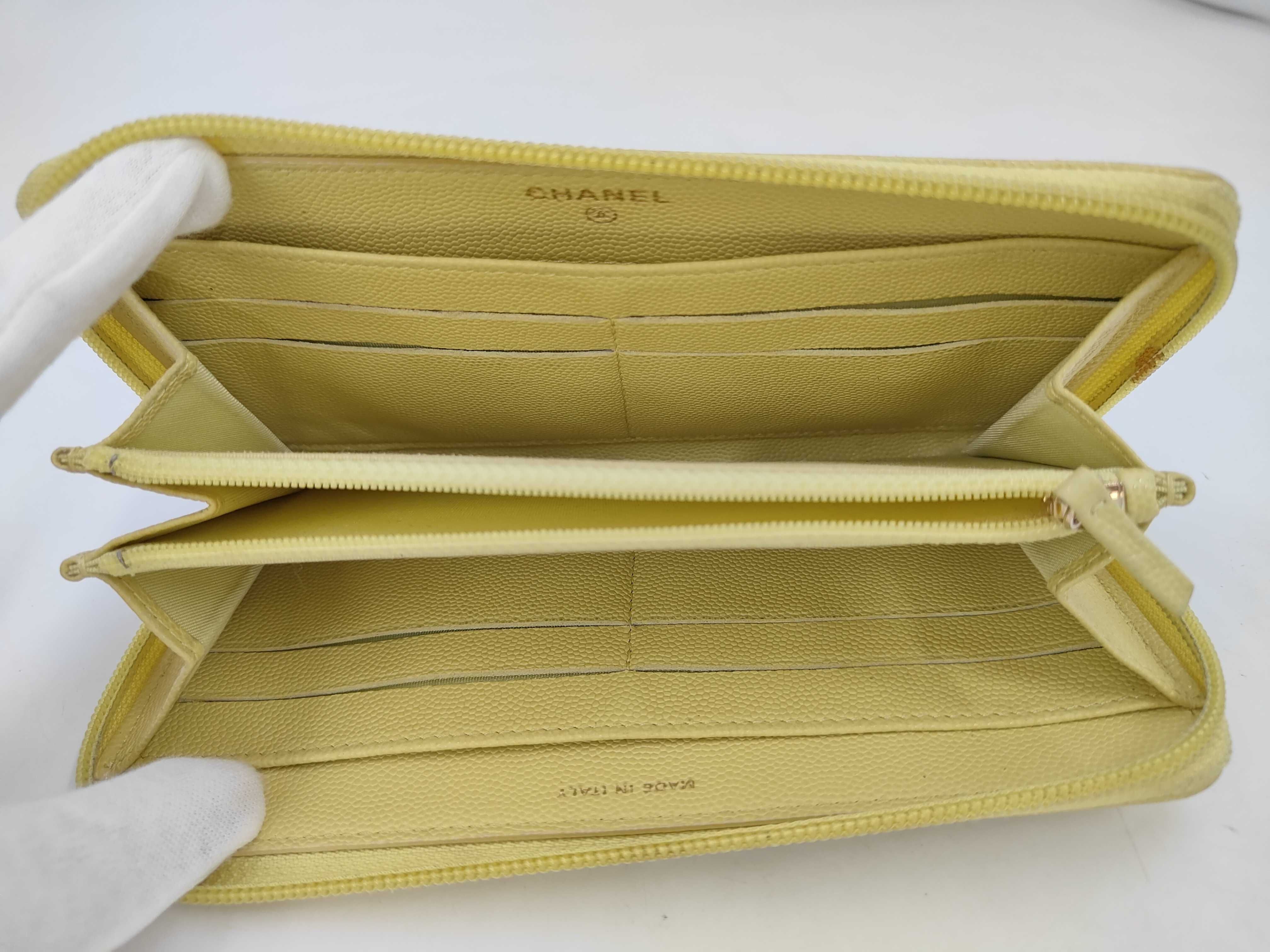 Coco Mark Caviar Skin Yellow Wallet — view 6
