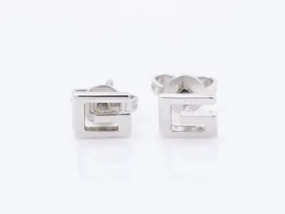 earrings, 18K white gold, 1.4g