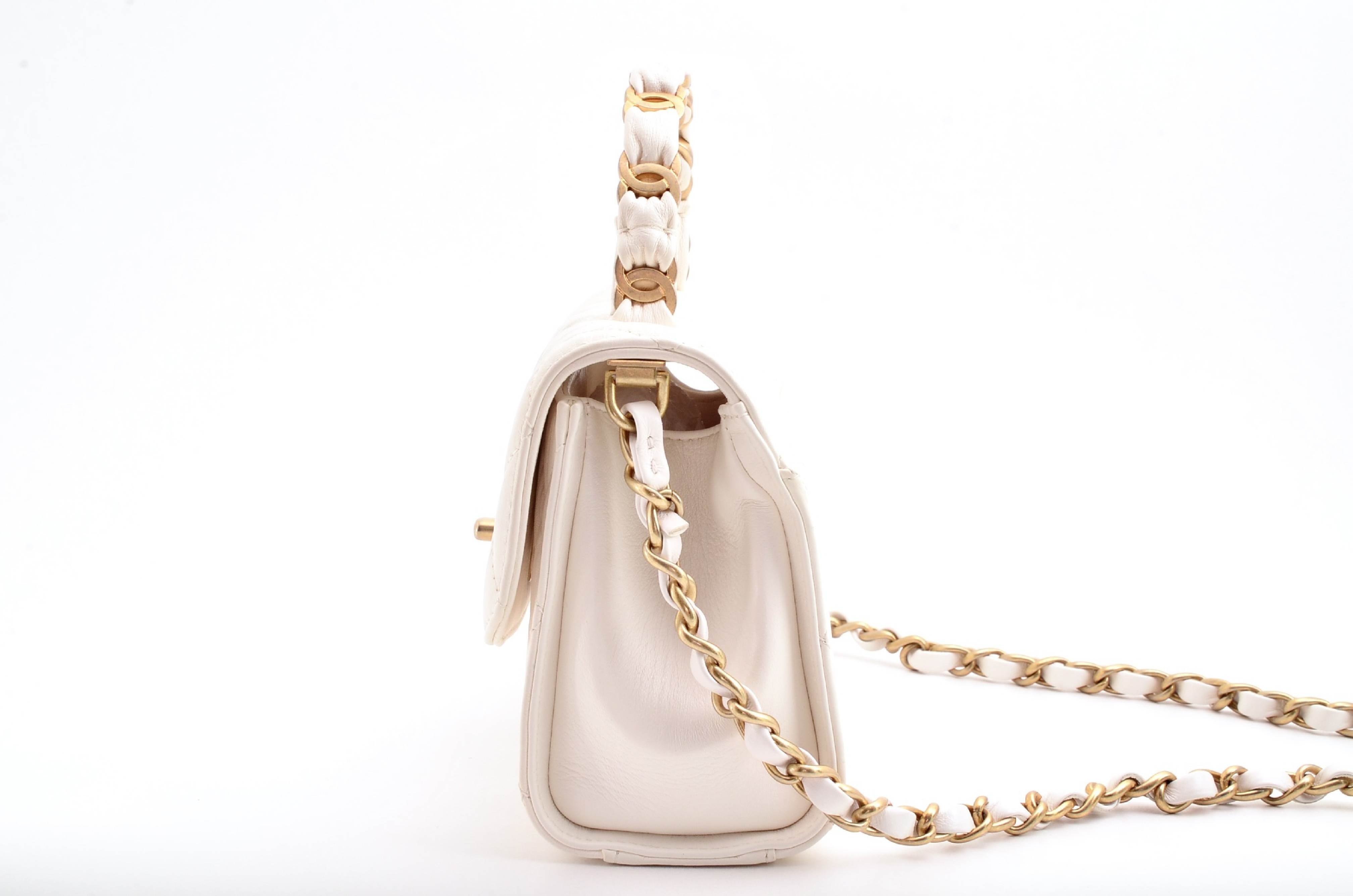 Matelassé Top Handle Antique Gold Hardware Handbag Shoulder Bag — view 4