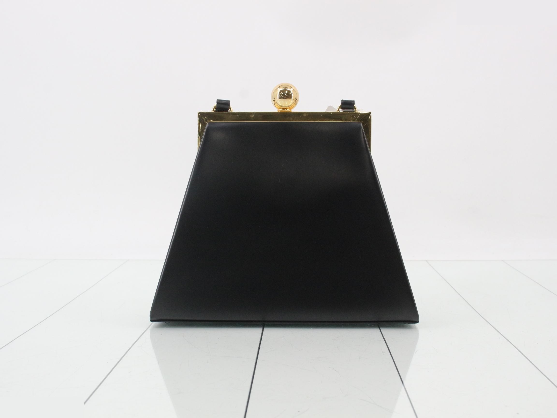 Leather shoulder bag, black — view 2