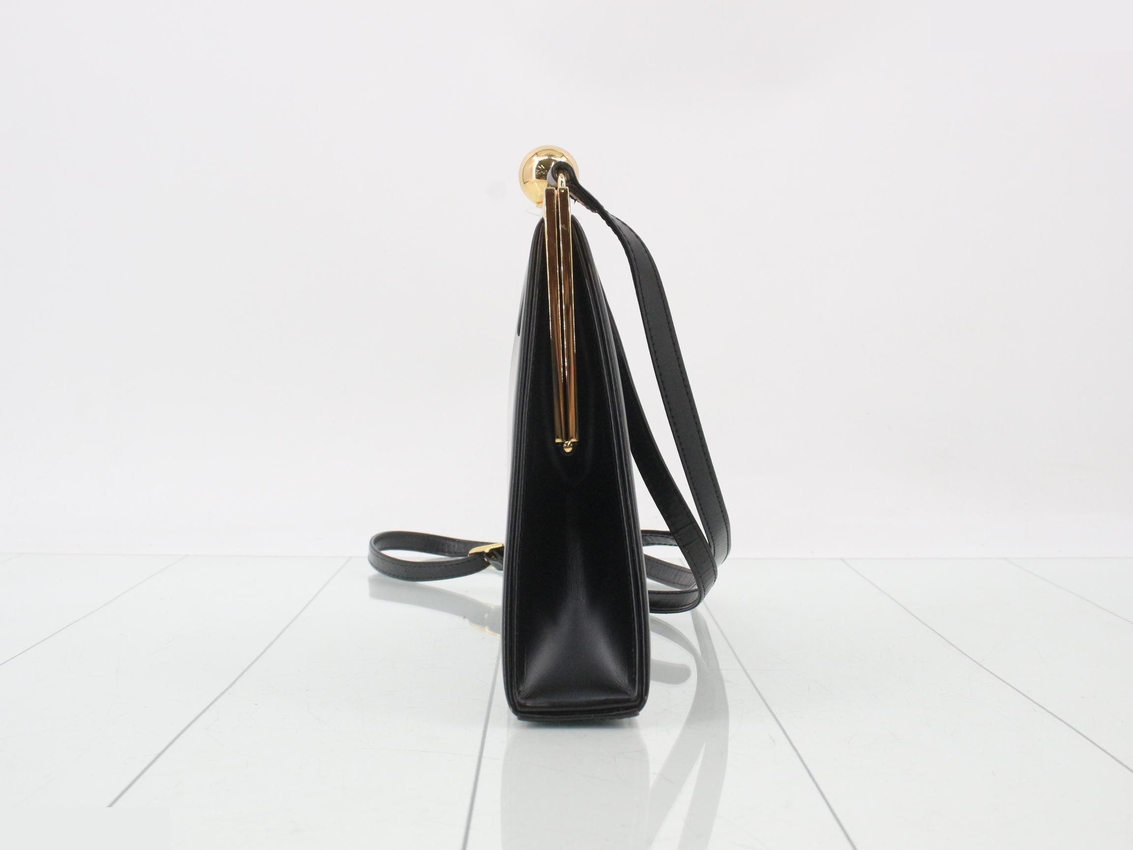 Leather shoulder bag, black — view 3