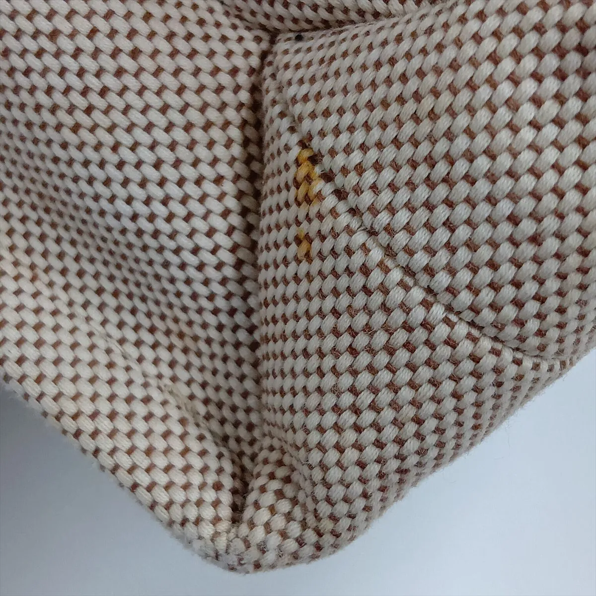 Woody Small Canvas and Leather Tote Bag, Beige x Brown — view 14