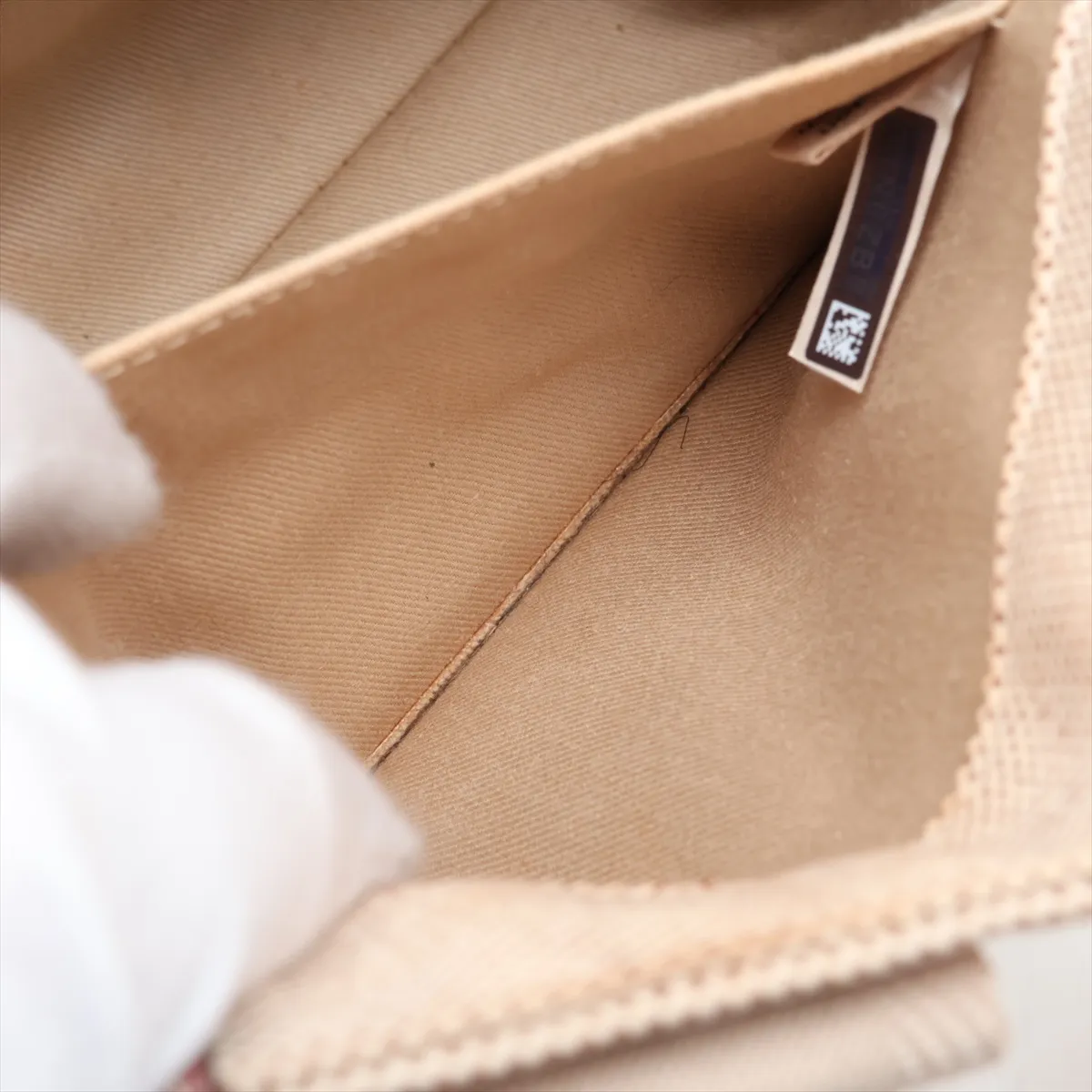 Woody Small Canvas and Leather Tote Bag, Beige x Brown — view 8