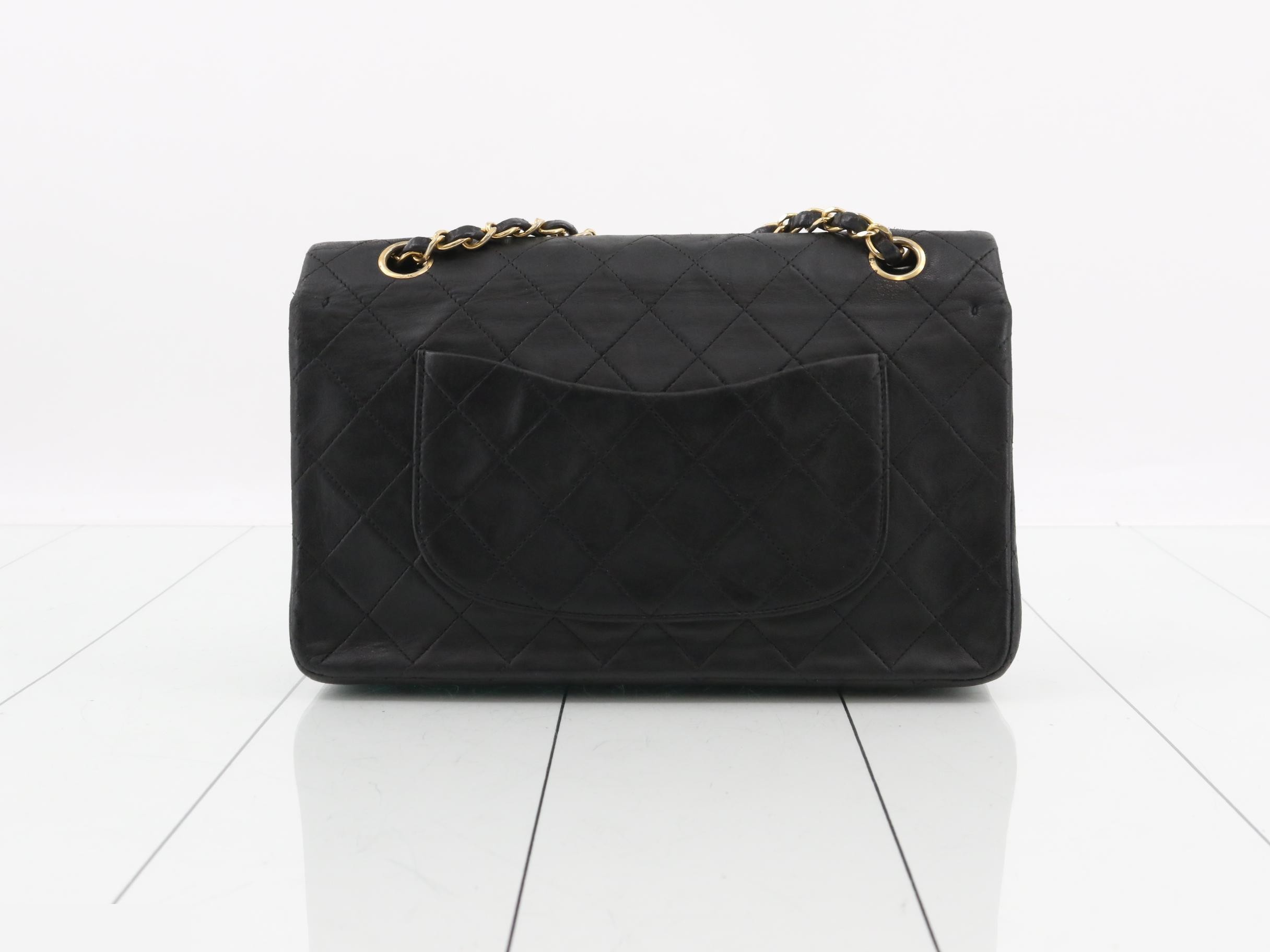 Matelassé 25 Lambskin Double Flap Double Chain Bag, Black with Gold Hardware — view 2