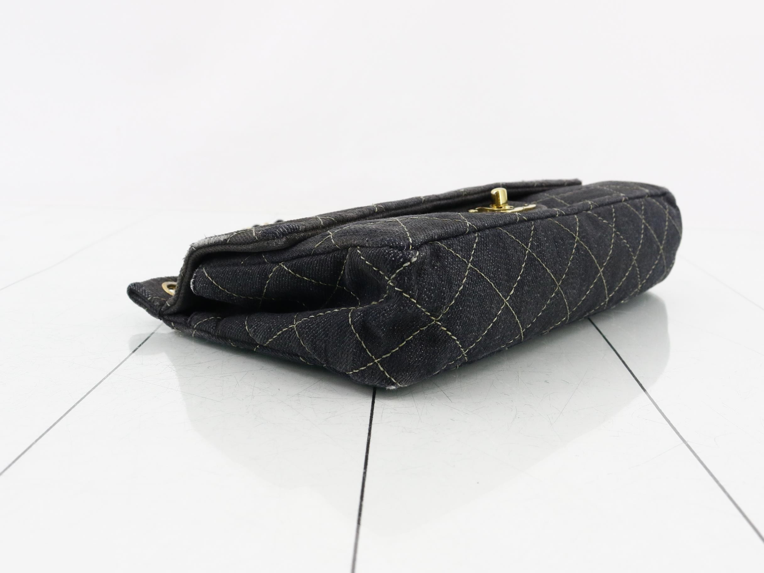 Matelassé denim chain shoulder bag — view 5
