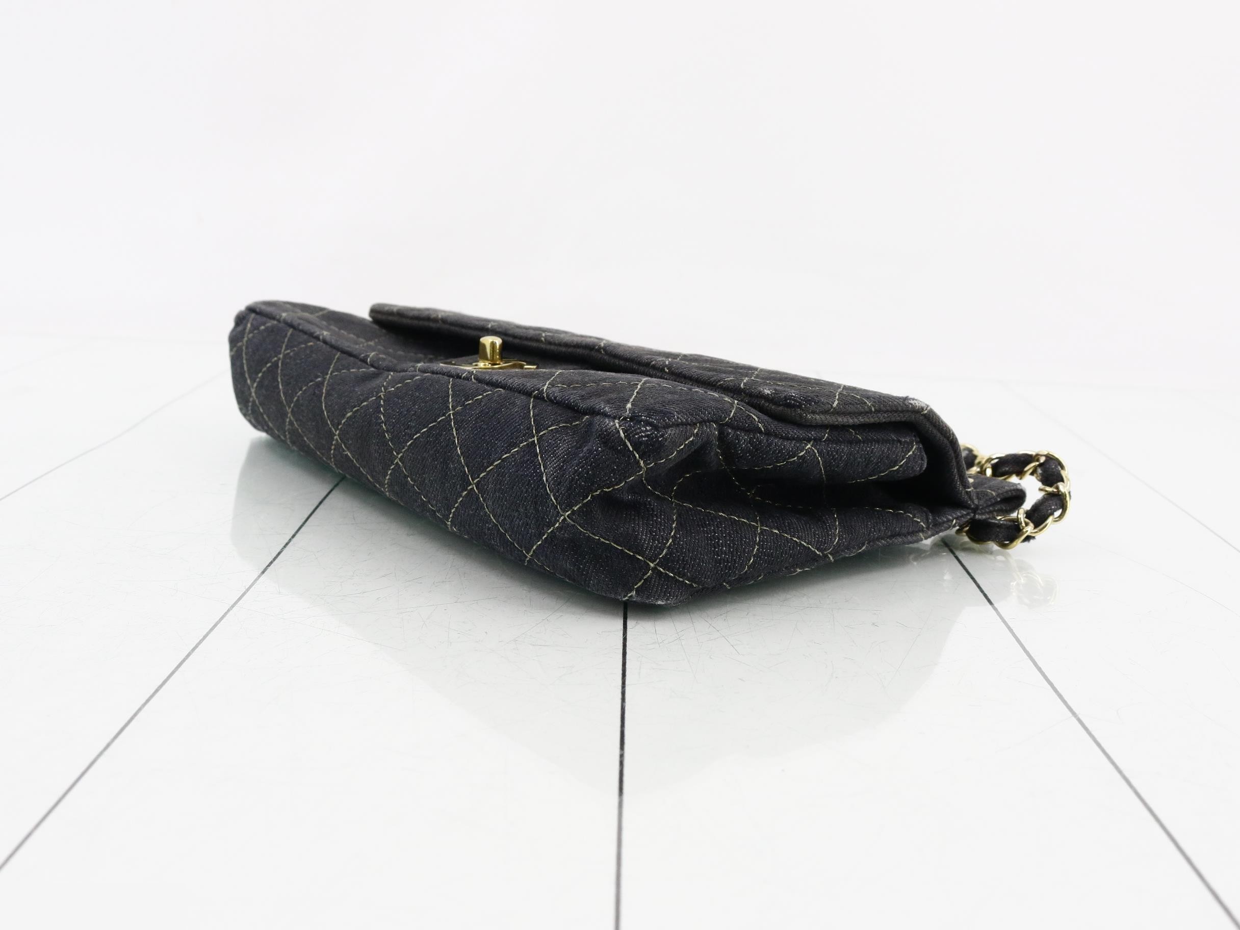 Matelassé denim chain shoulder bag — view 6