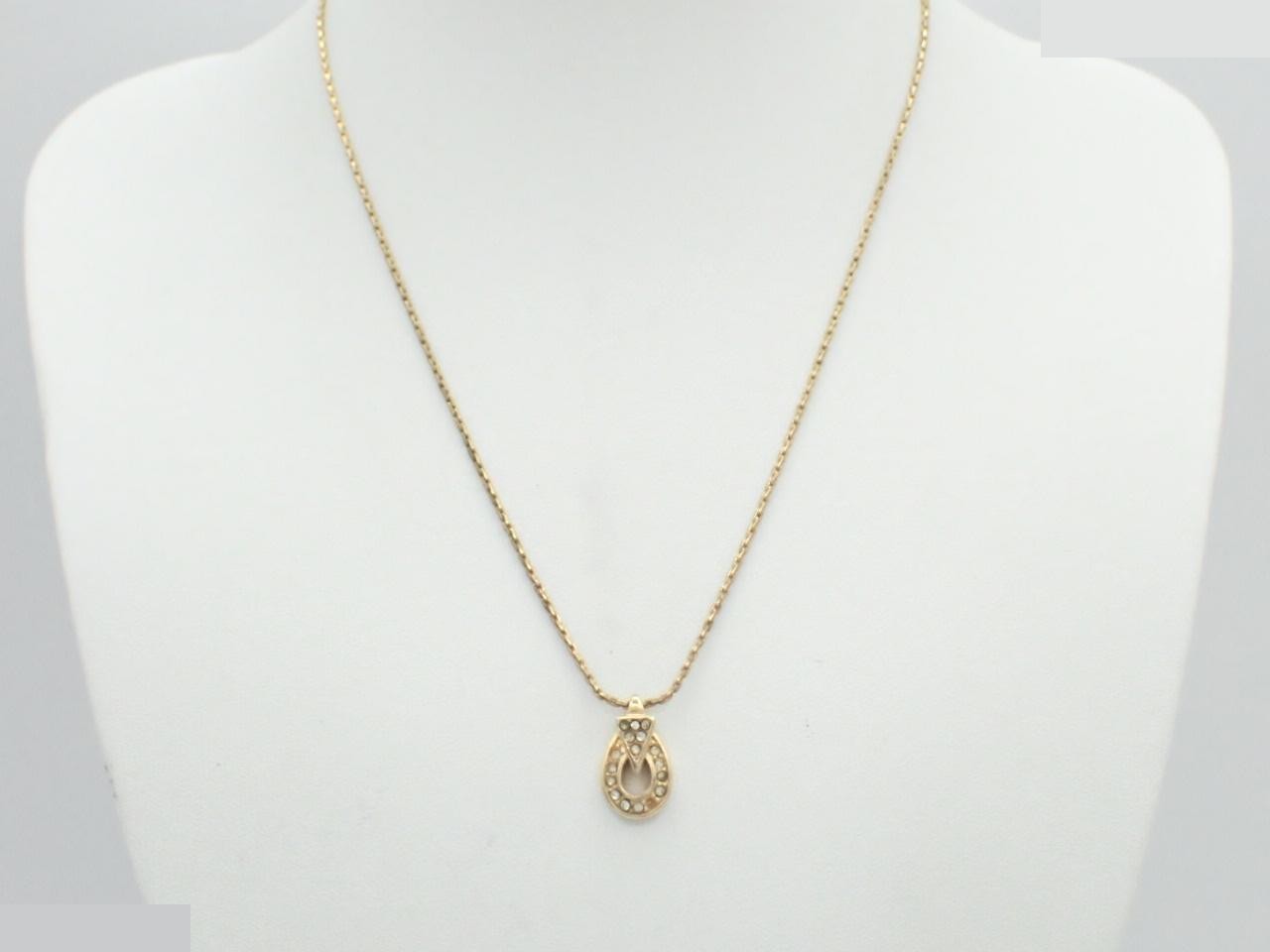 Oval rhinestone gold-plated necklace, chain approximately 42cm — view 3