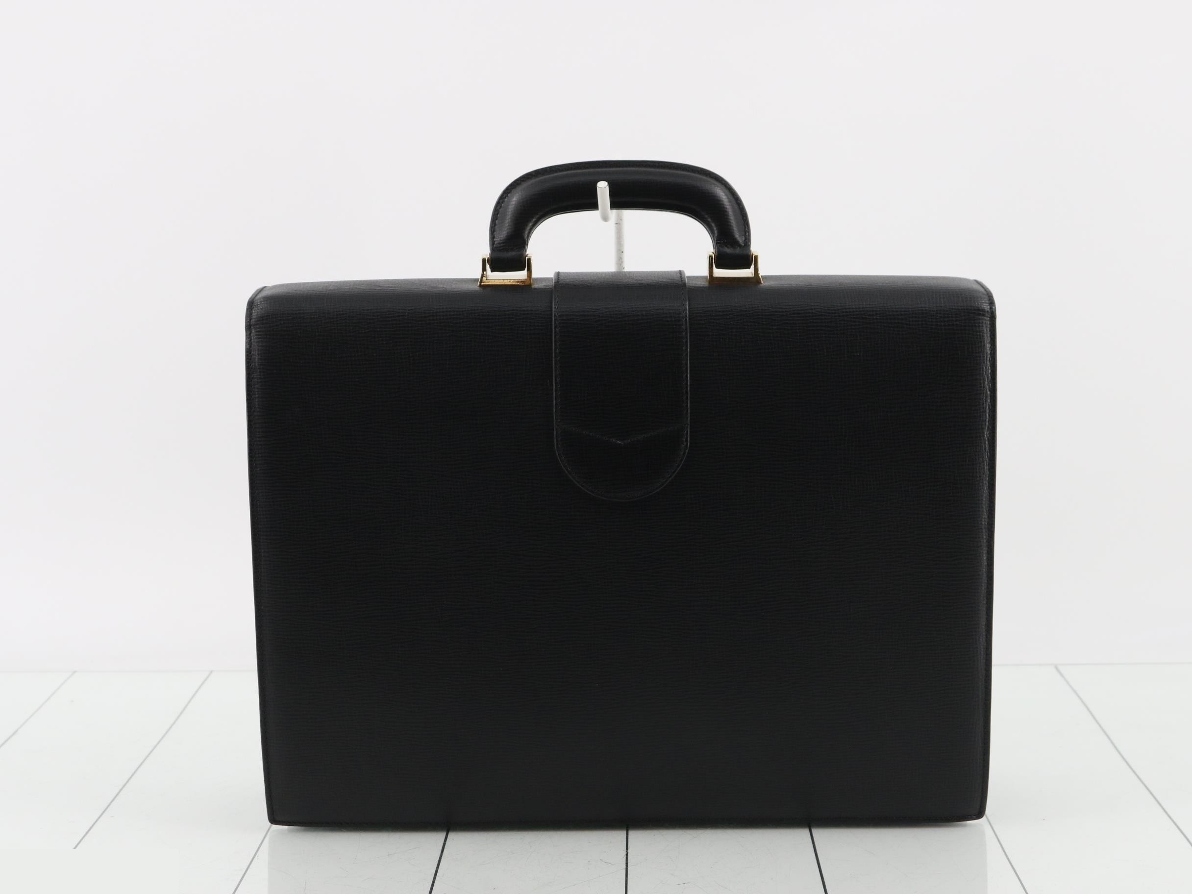 Business bag, embossed leather, black — view 2