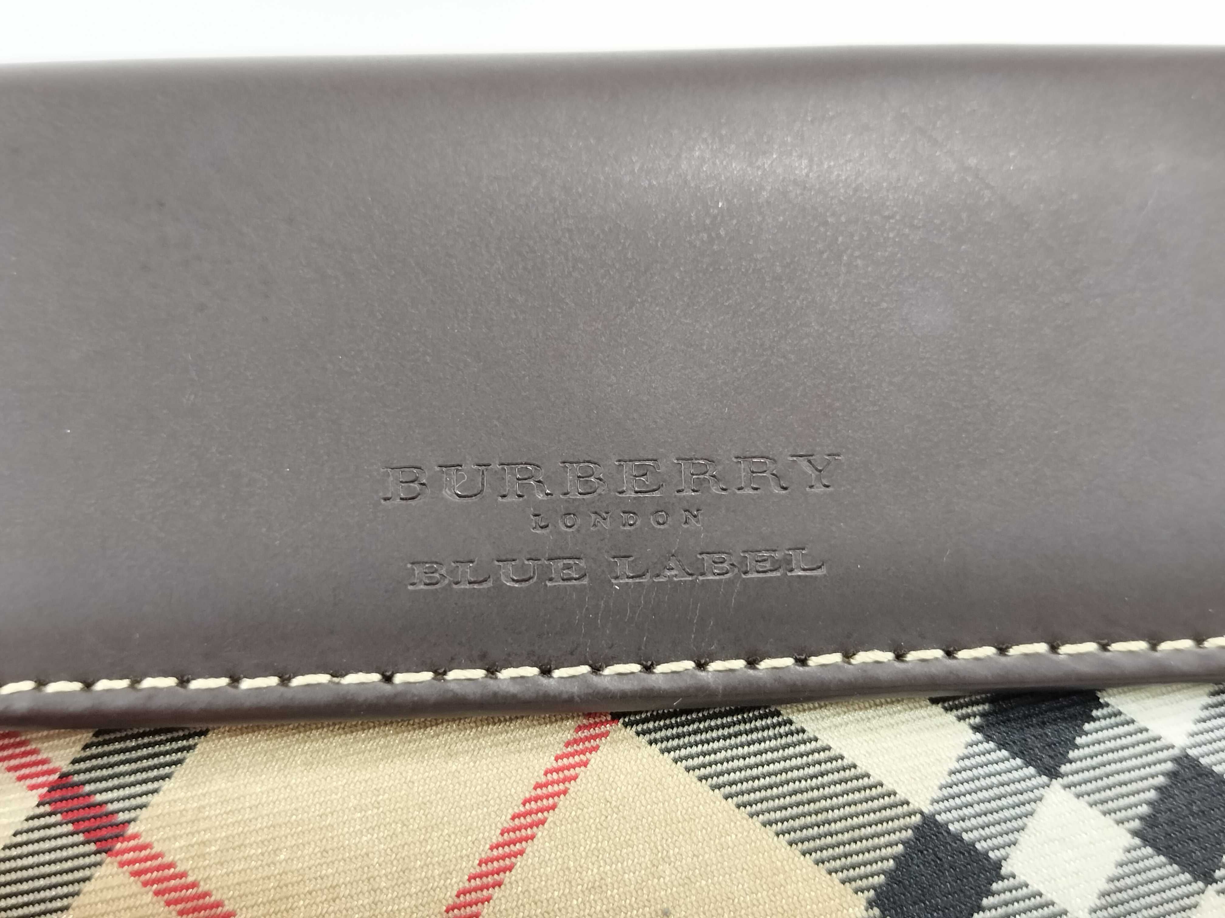 Bi-fold Wallet, Clasp Closure, Leather x Canvas, Black x Beige Check Pattern — view 11