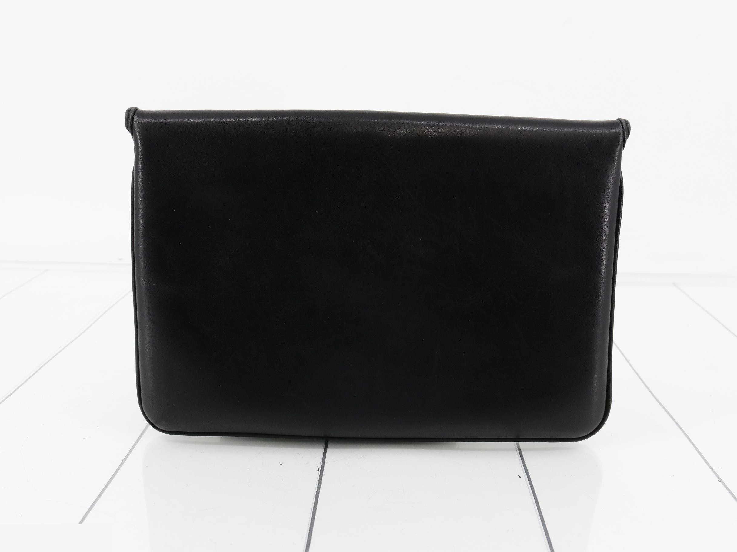 black leather clutch bag — view 2