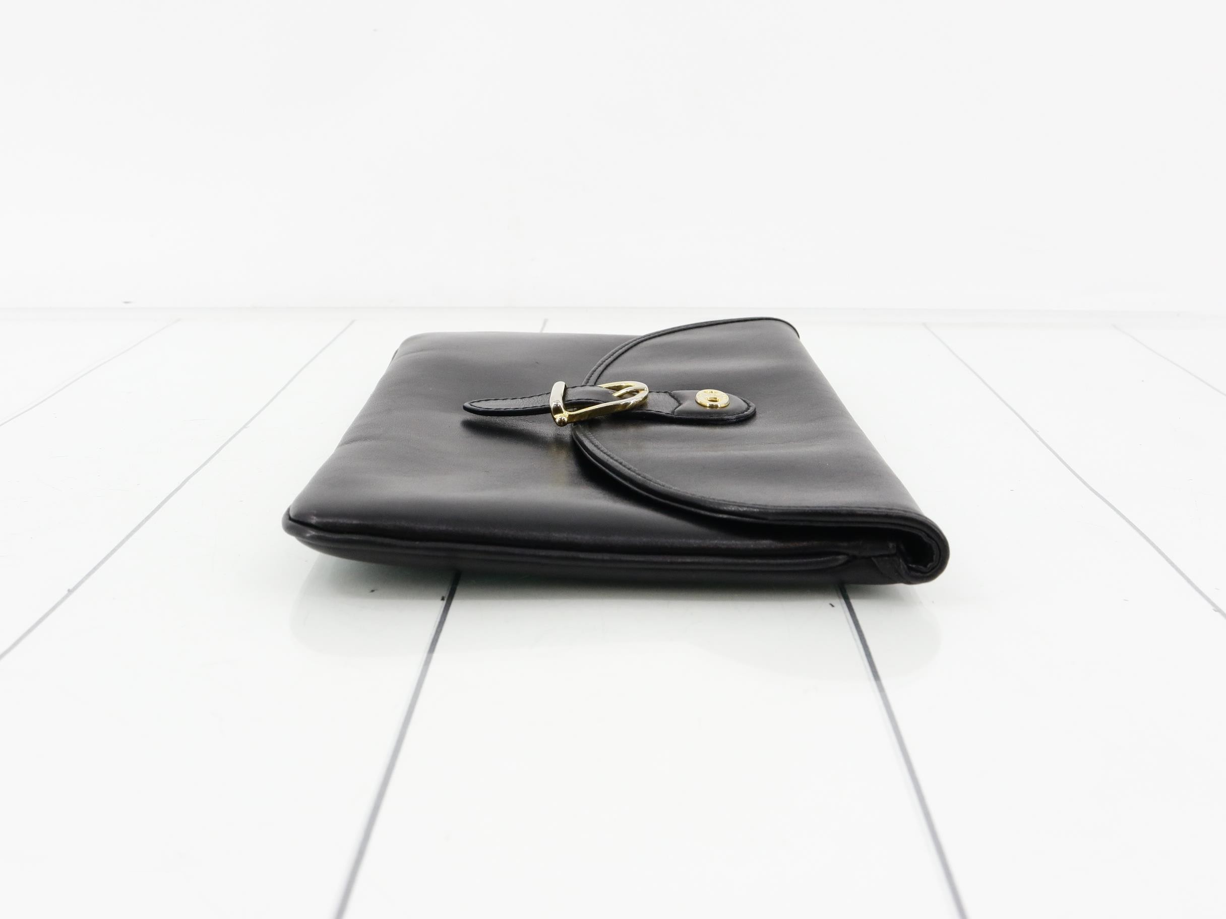 black leather clutch bag — view 3