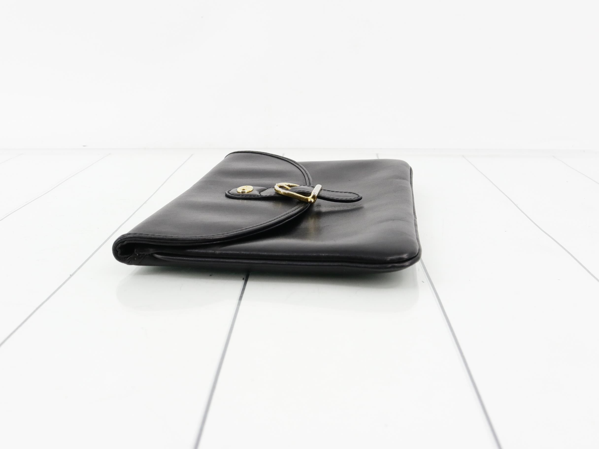black leather clutch bag — view 4