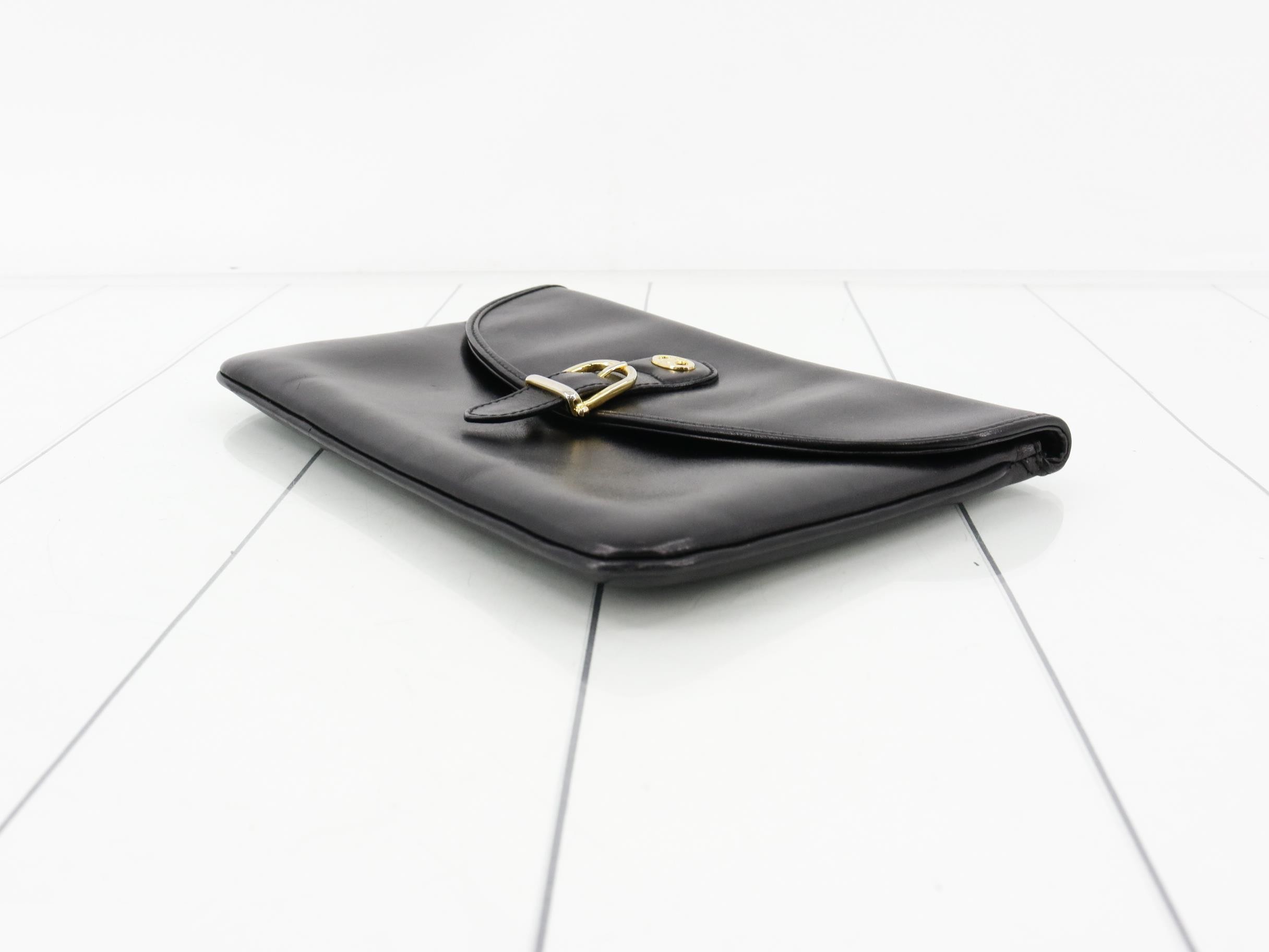 black leather clutch bag — view 6