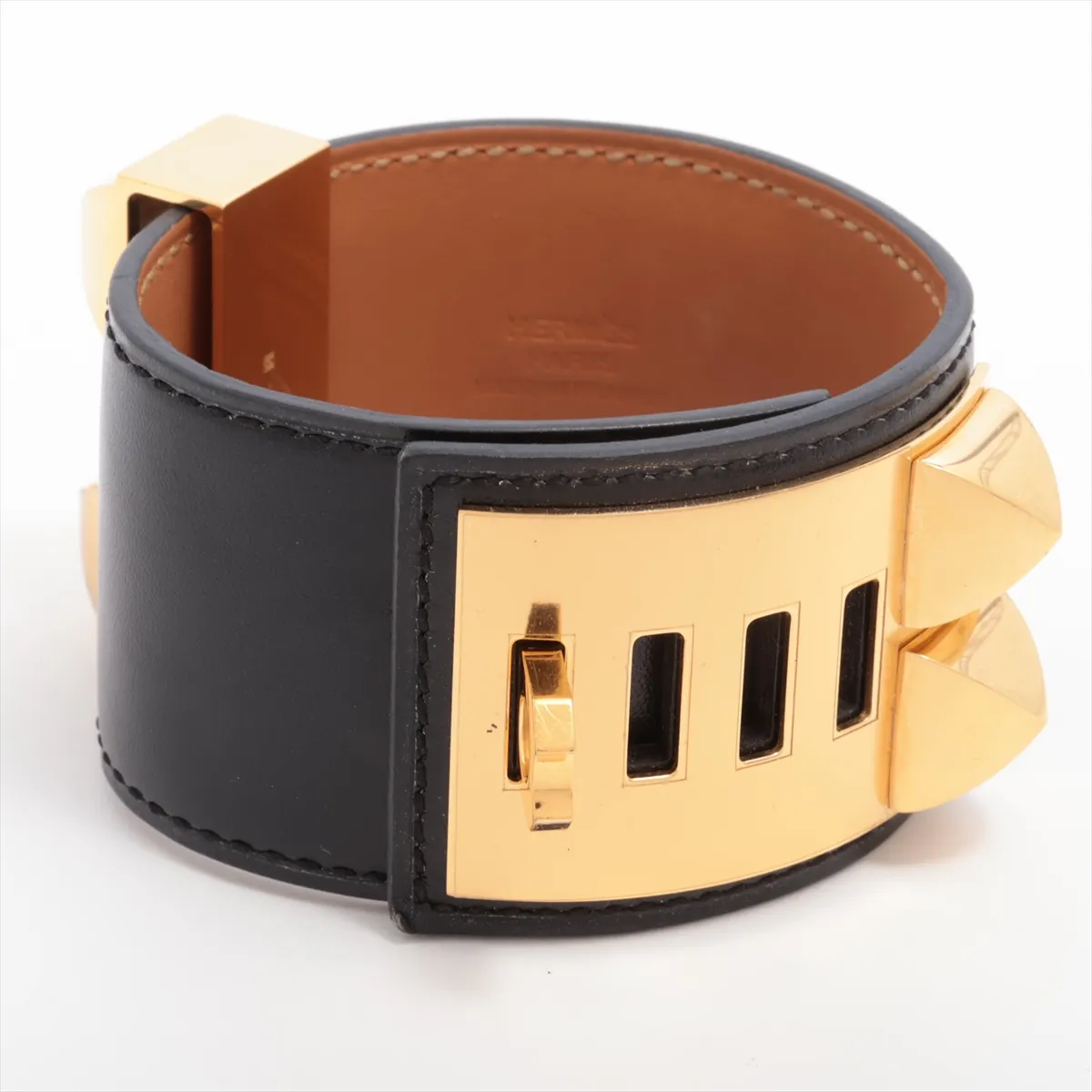 Collier de Chien C:2018 Bangle T2 GP x Leather Black x Gold — view 2