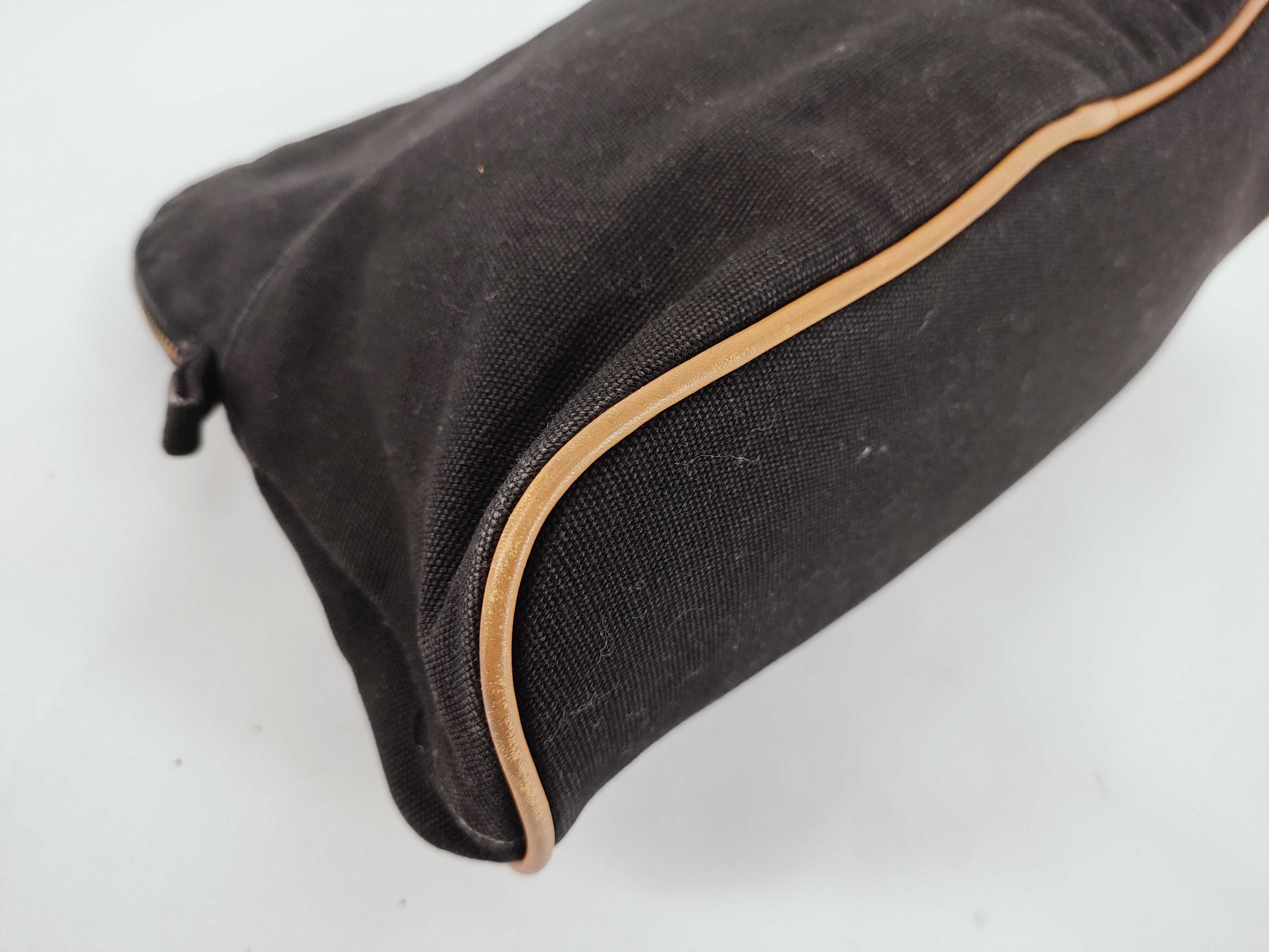 Bolide Hermes Bolide Pouch GM Canvas Pouch Navy Gold Hardware Pouch — view 3