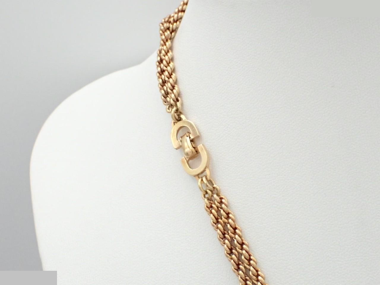 necklace, pearls, rhinestones, double strand, chain approximately 55cm. — view 2