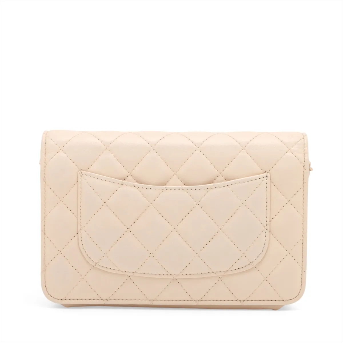 Matelassé Lambskin Chain Wallet, Beige, Gold Hardware, 30728917 (Serial Number in the 30s) — view 2