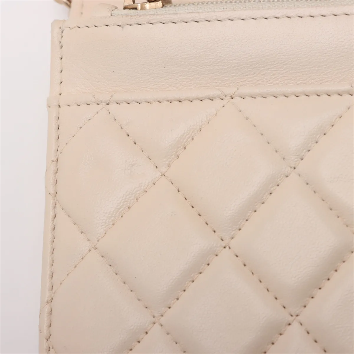 Matelassé Lambskin Chain Wallet, Beige, Gold Hardware, 30728917 (Serial Number in the 30s) — view 12