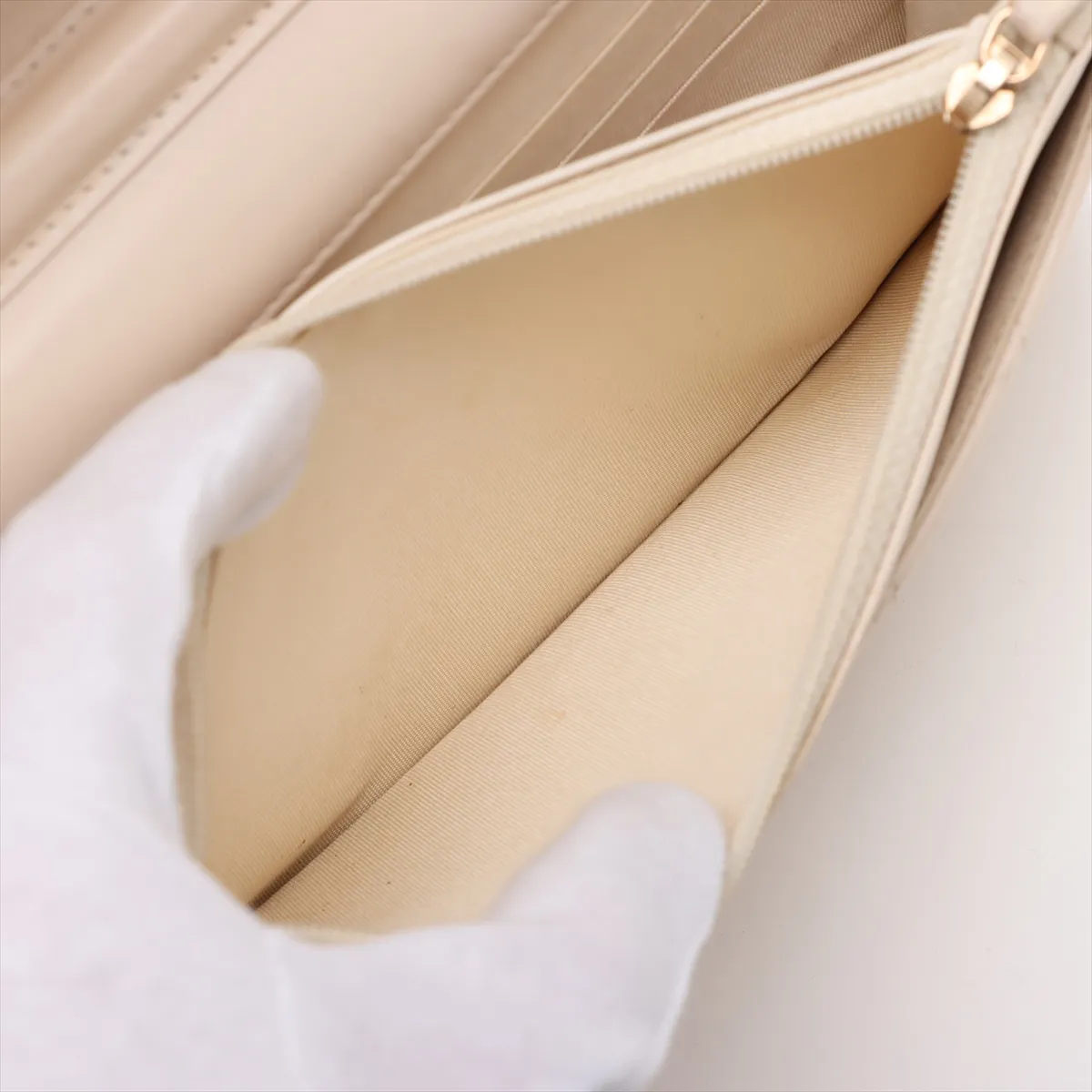 Matelassé Lambskin Chain Wallet, Beige, Gold Hardware, 30728917 (Serial Number in the 30s) — view 8