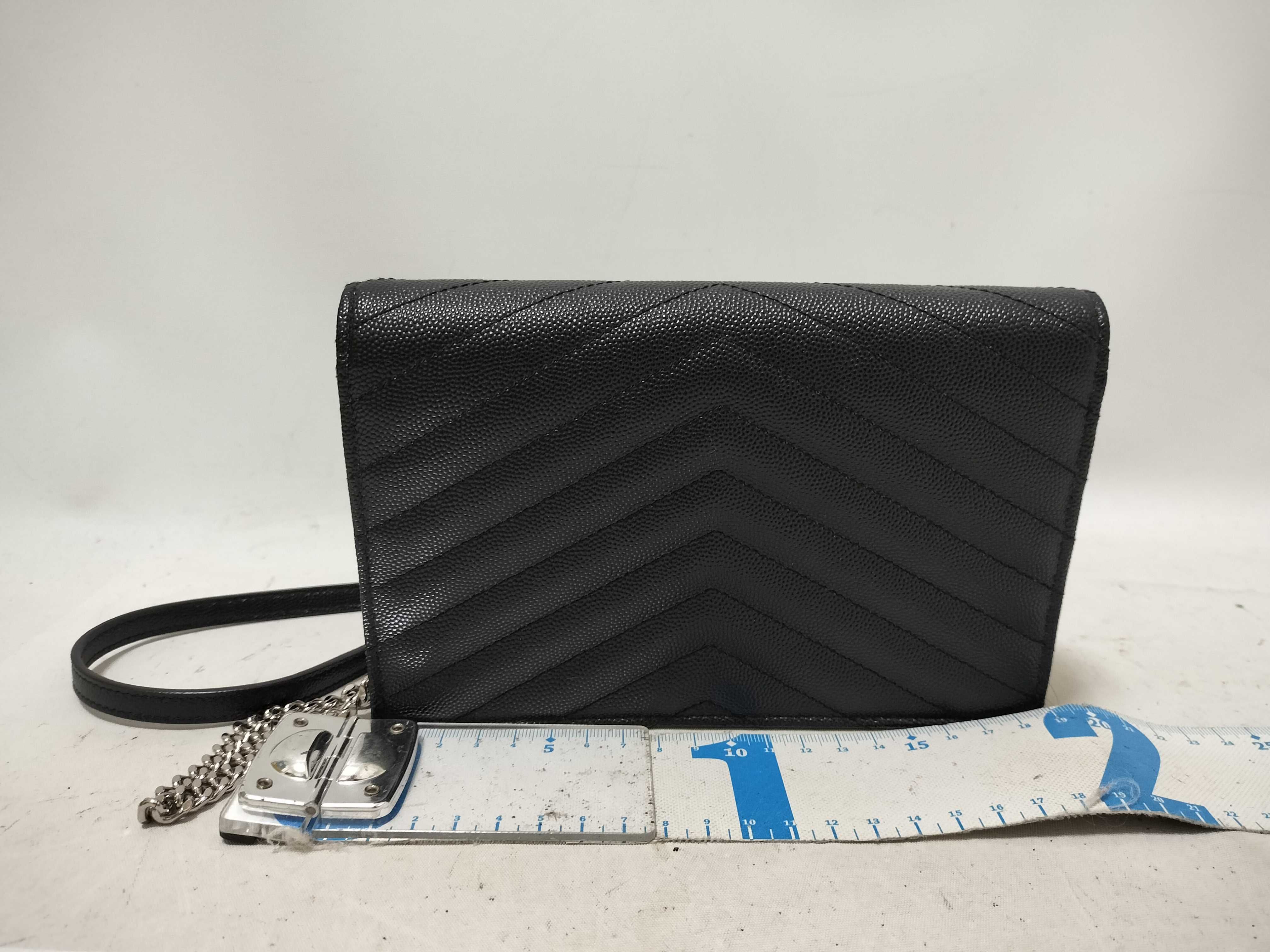 TH-742920 Cassandre Envelope Leather Black SHW Chain Wallet Shoulder Bag — view 2