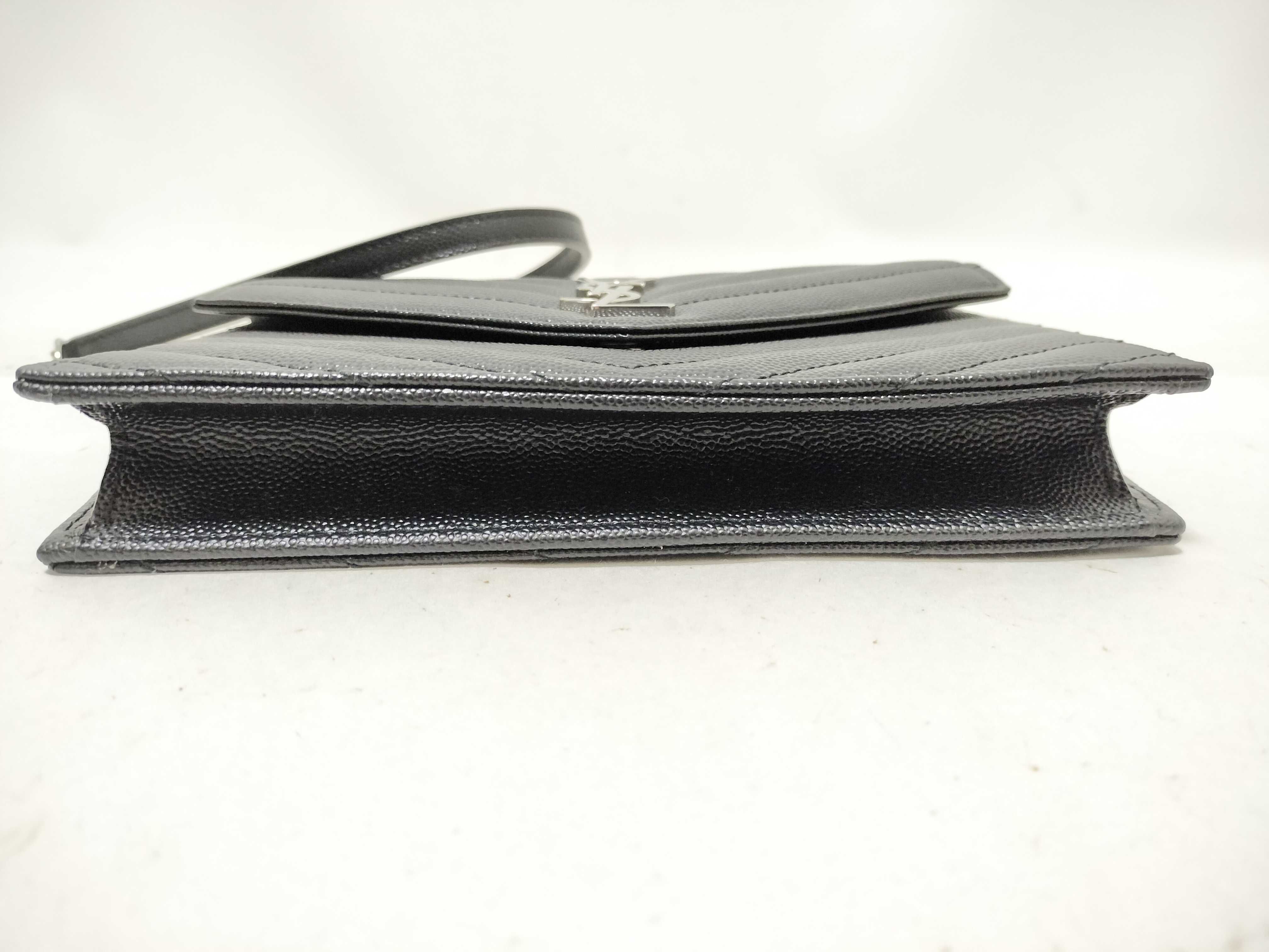 TH-742920 Cassandre Envelope Leather Black SHW Chain Wallet Shoulder Bag — view 7