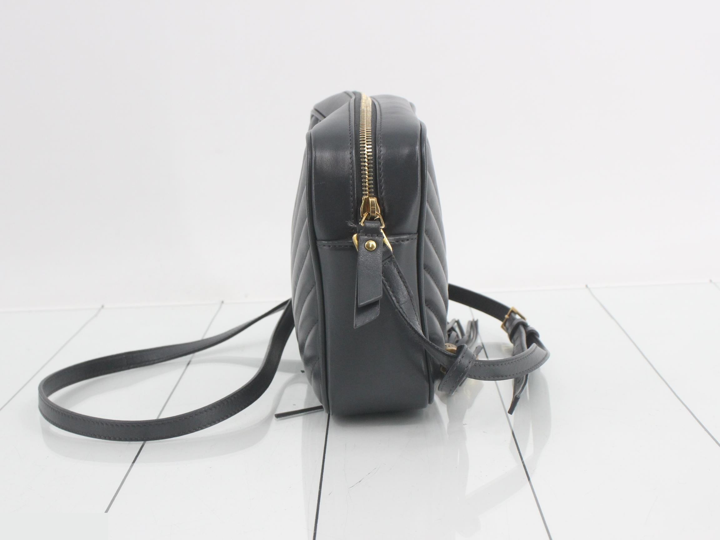 Lou Camera Bag, Gray, Quilted Leather — view 4