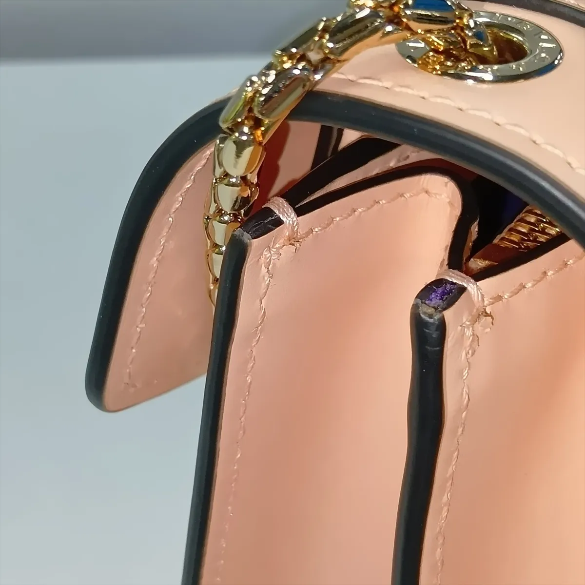Serpenti Forever Leather Chain Shoulder Bag, Pink — view 15