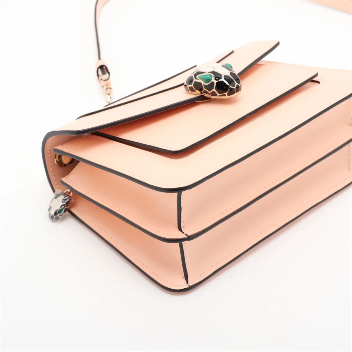 Serpenti Forever Leather Chain Shoulder Bag, Pink — view 4