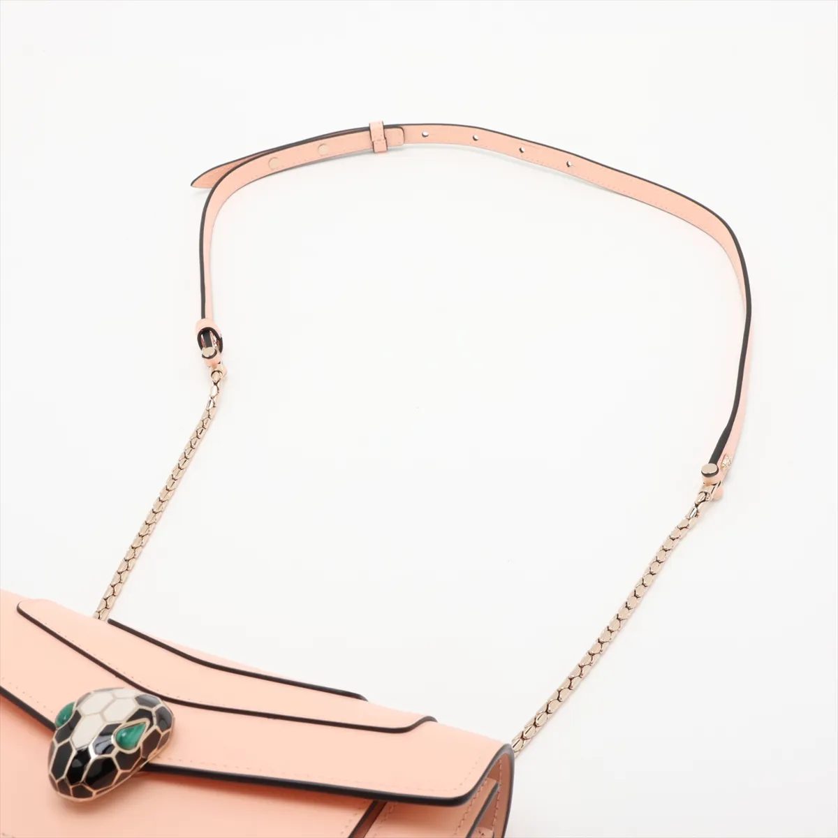 Serpenti Forever Leather Chain Shoulder Bag, Pink — view 5