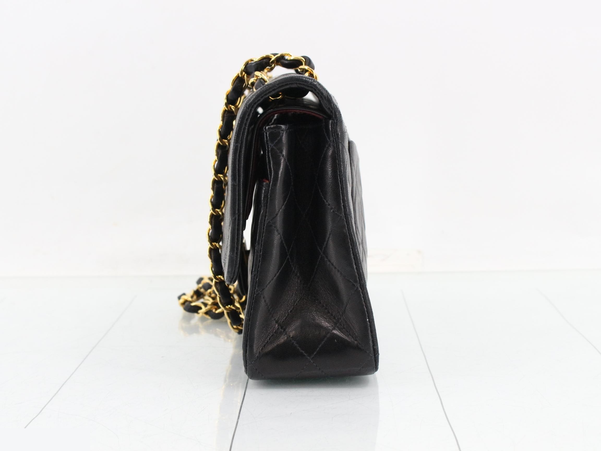 Matelassé 25 Lambskin Double Flap Double Chain Shoulder Bag, Black — view 3