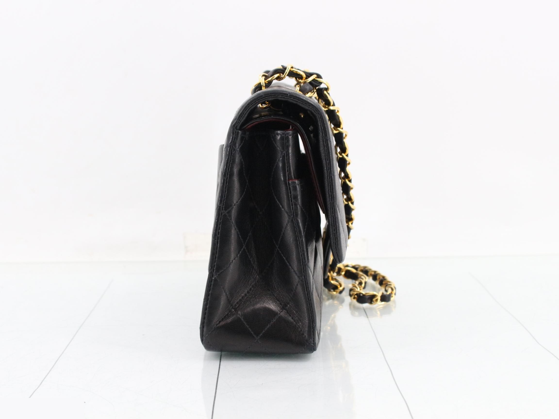 Matelassé 25 Lambskin Double Flap Double Chain Shoulder Bag, Black — view 4
